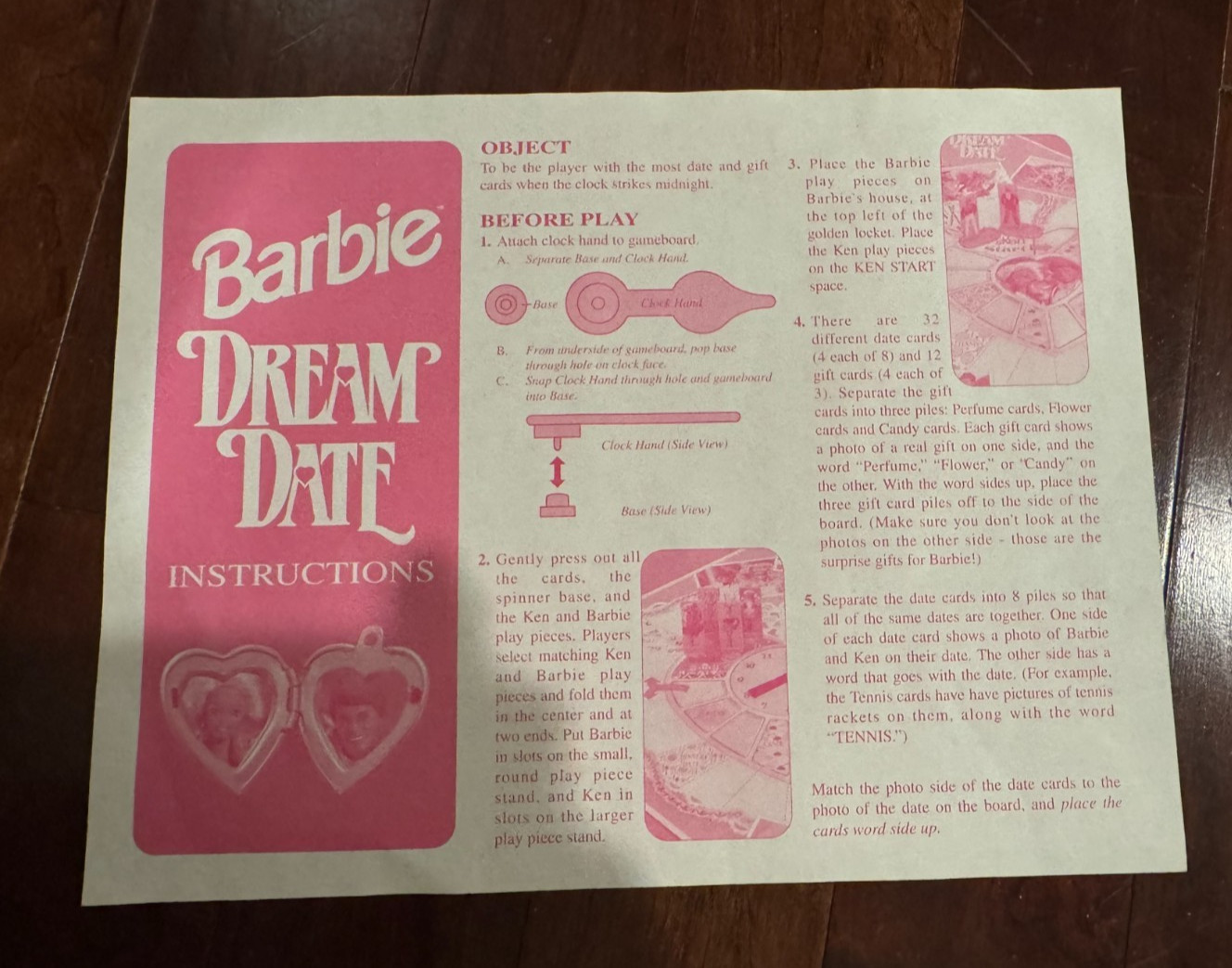 Vintage 1992 Barbie Dream Date Board Game 100% Complete Golden Mattel