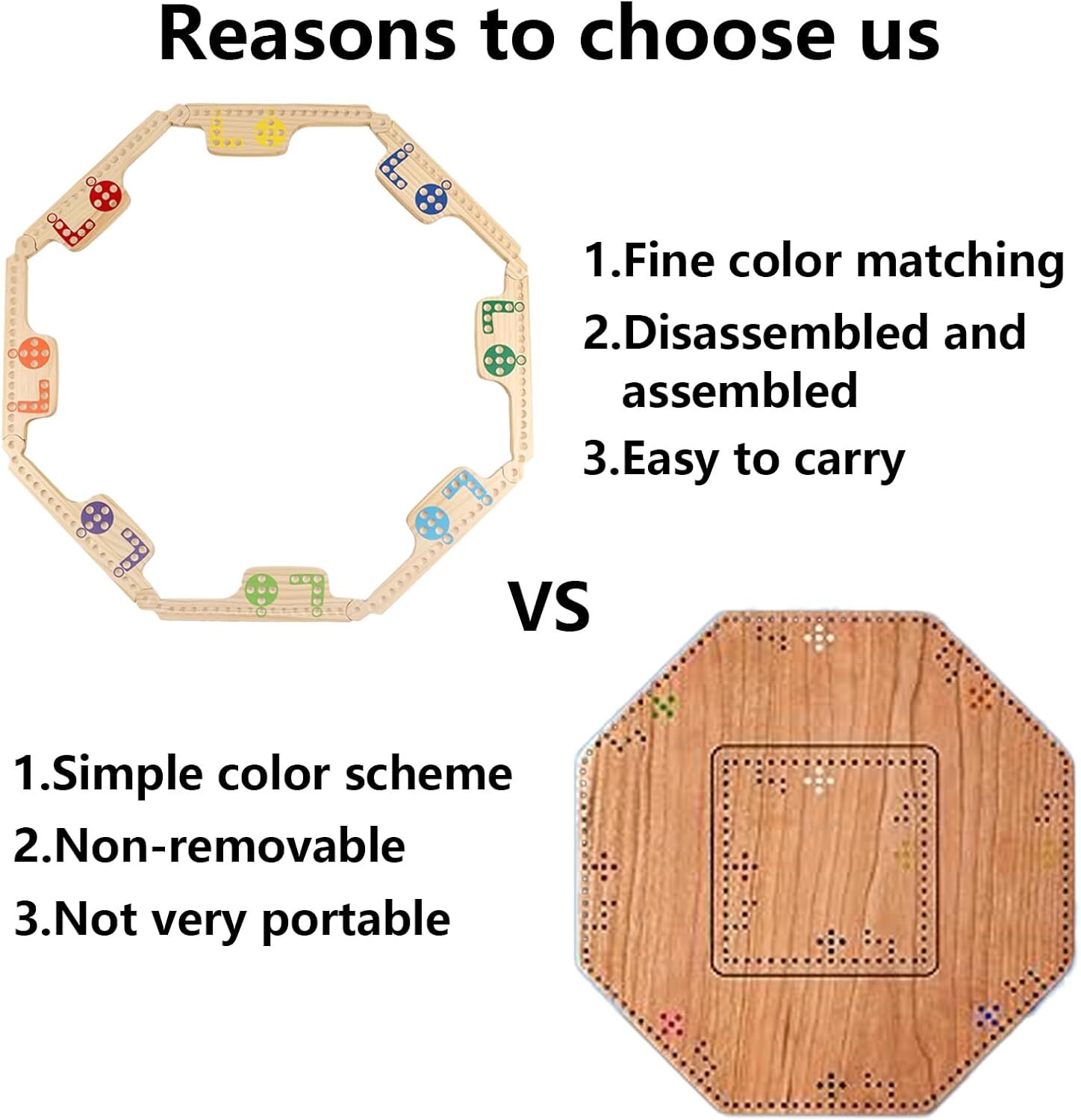 Wood Pegs and Jokers Board Game Set 2 to 8 Player with Cards Marbles Portable