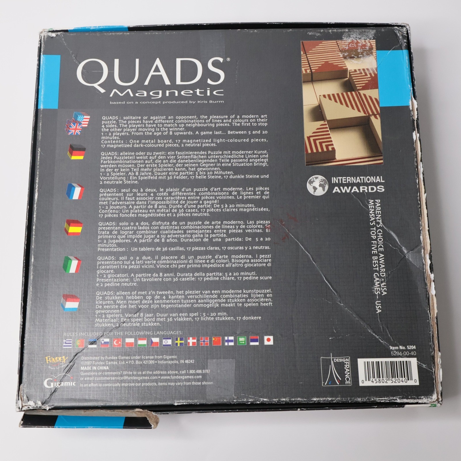 Fundex Quads Magnetic Strategy Board Game Gigamic Kris Burm 5204 Abstract Art