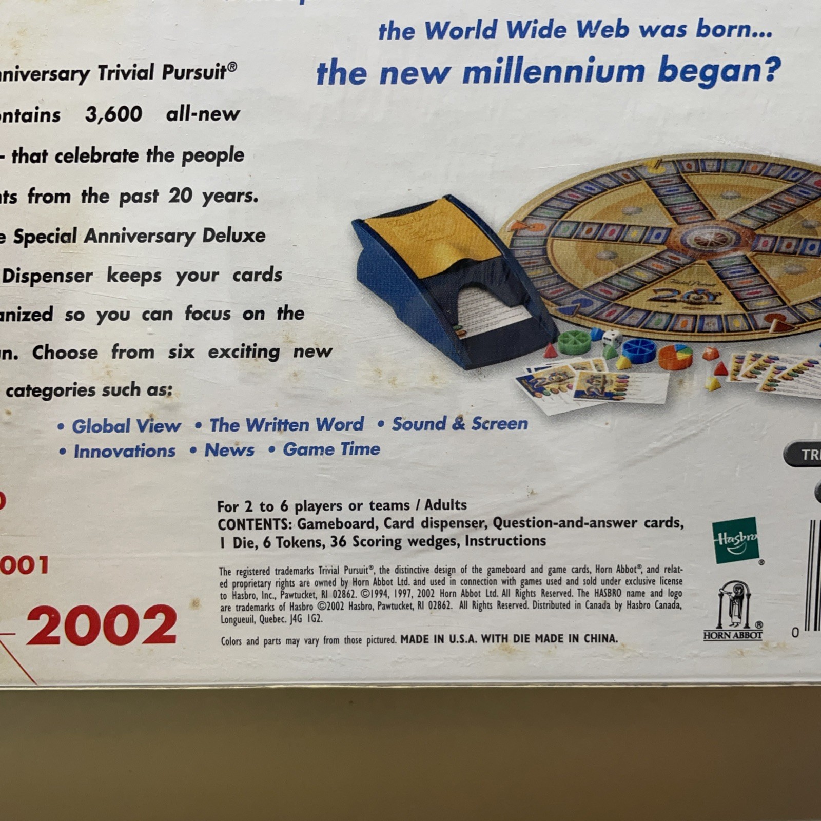 Trivial Pursuit 20th Anniversary Edition Board Game Hasbro 2002 USA New