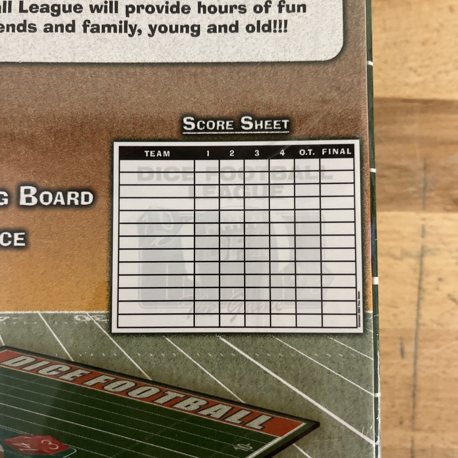 DFL Dice Football League The Game Form Teams Leagues Ages 8 + 2 or More Players