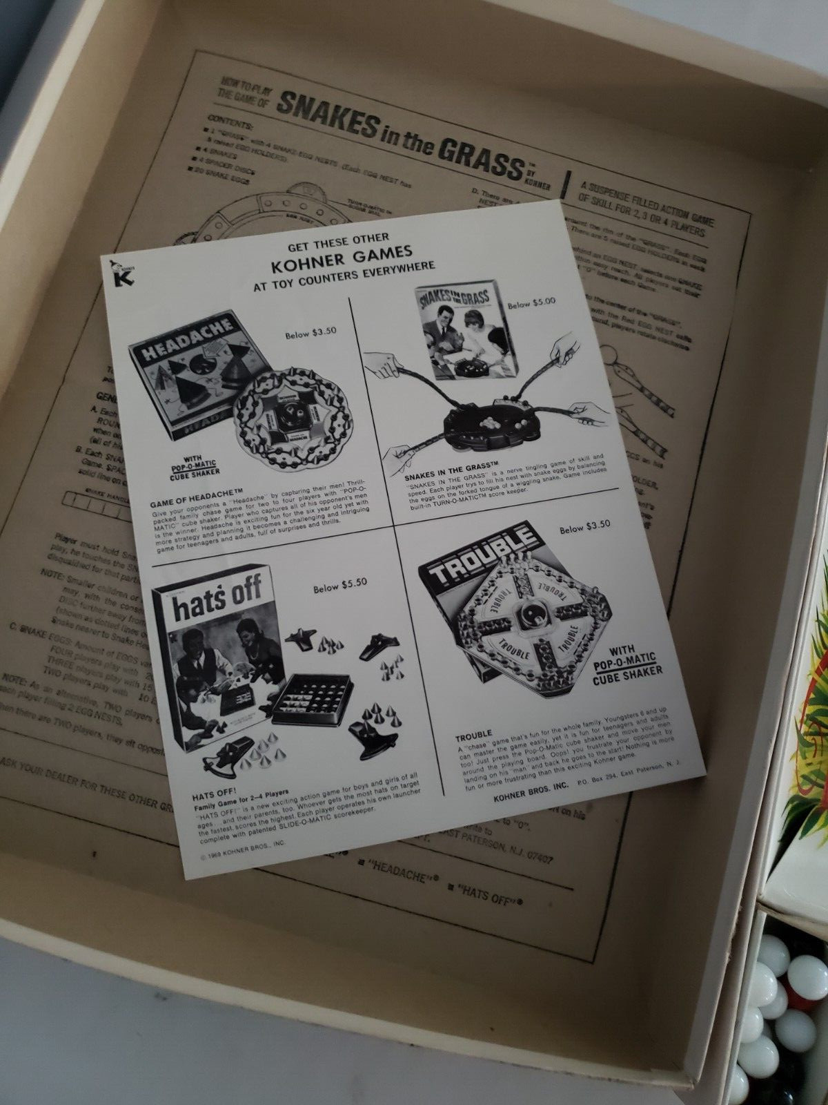 Snakes in the Grass game 1969 by Kohner COMPLETE NO 683
