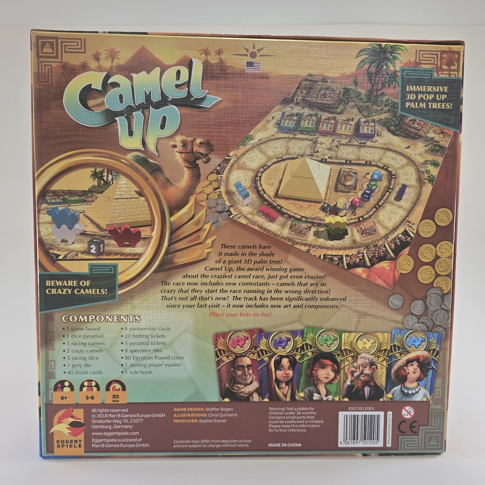 Camel up Board Game Second Edition Eggert Spiele Pop Up Palm Trees 99% Complete