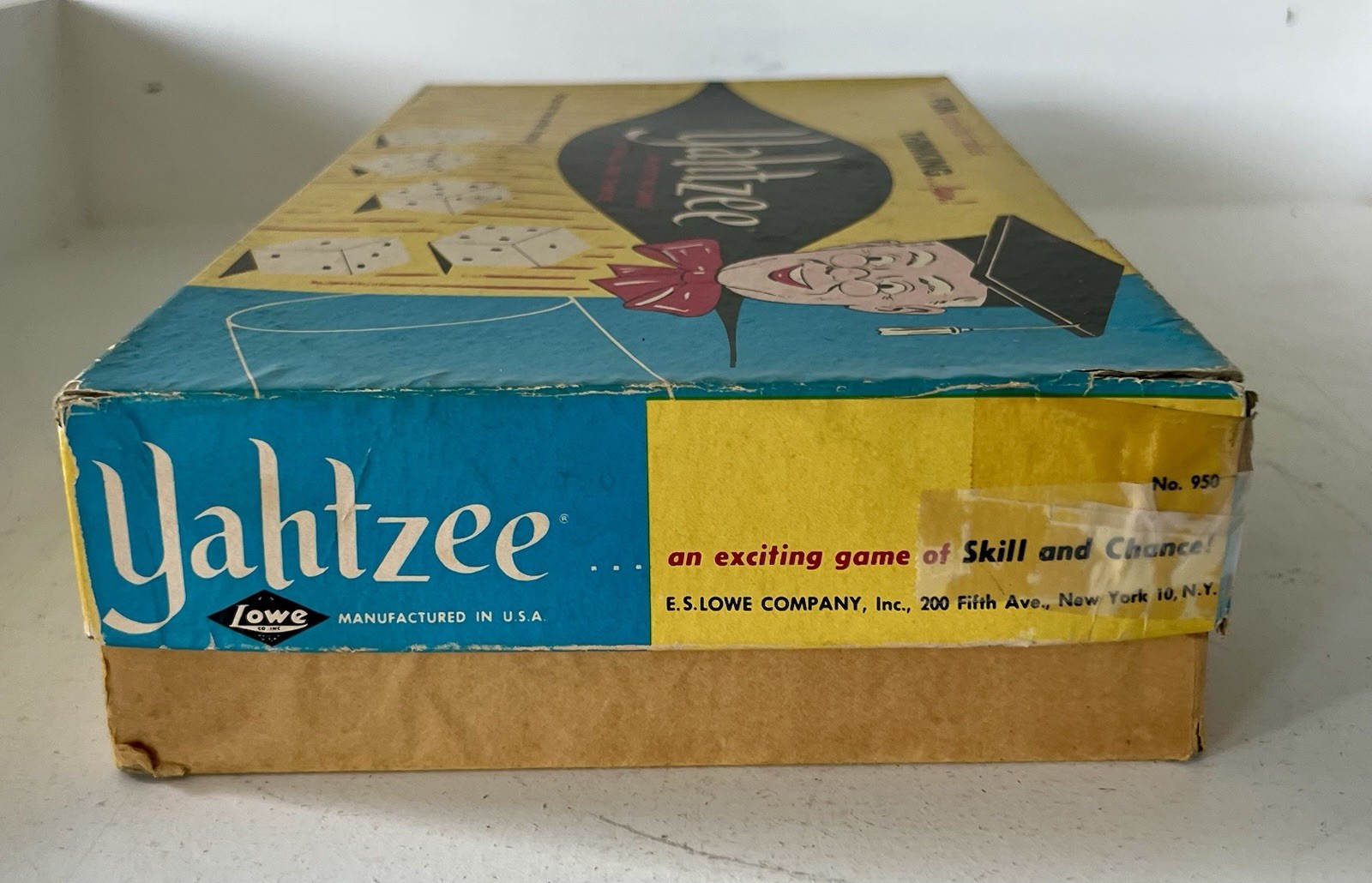 Vintage 1956 Yahtzee Complete E.S. Lowe Dice Game w Dice Cup Box Manual VG! MCM