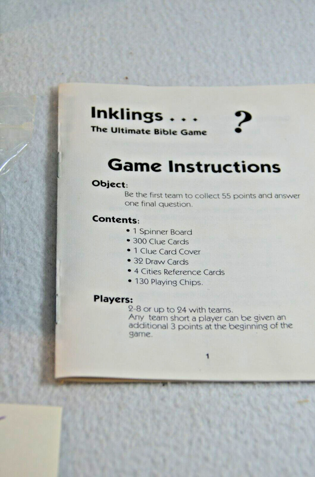 Inklings Board Game hte Ultimate Bible Game Family Choice Ages 8- Up Complete