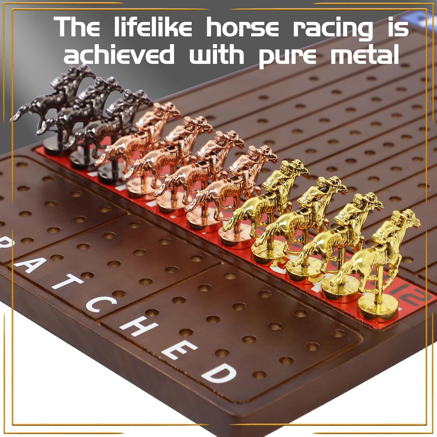 Metal Horse Race Board Game Racing Game Thickened Solid Wood
