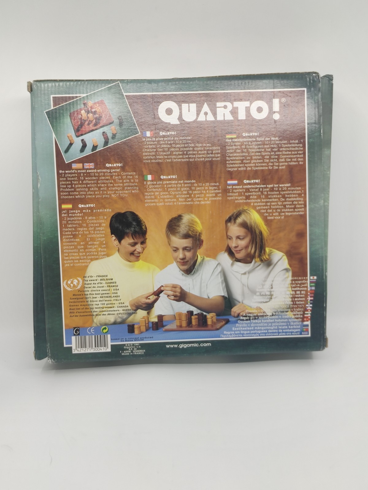 QUARTO Wooden Board Block Strategy Board Game – 100% Complete – 1991 Gigamic