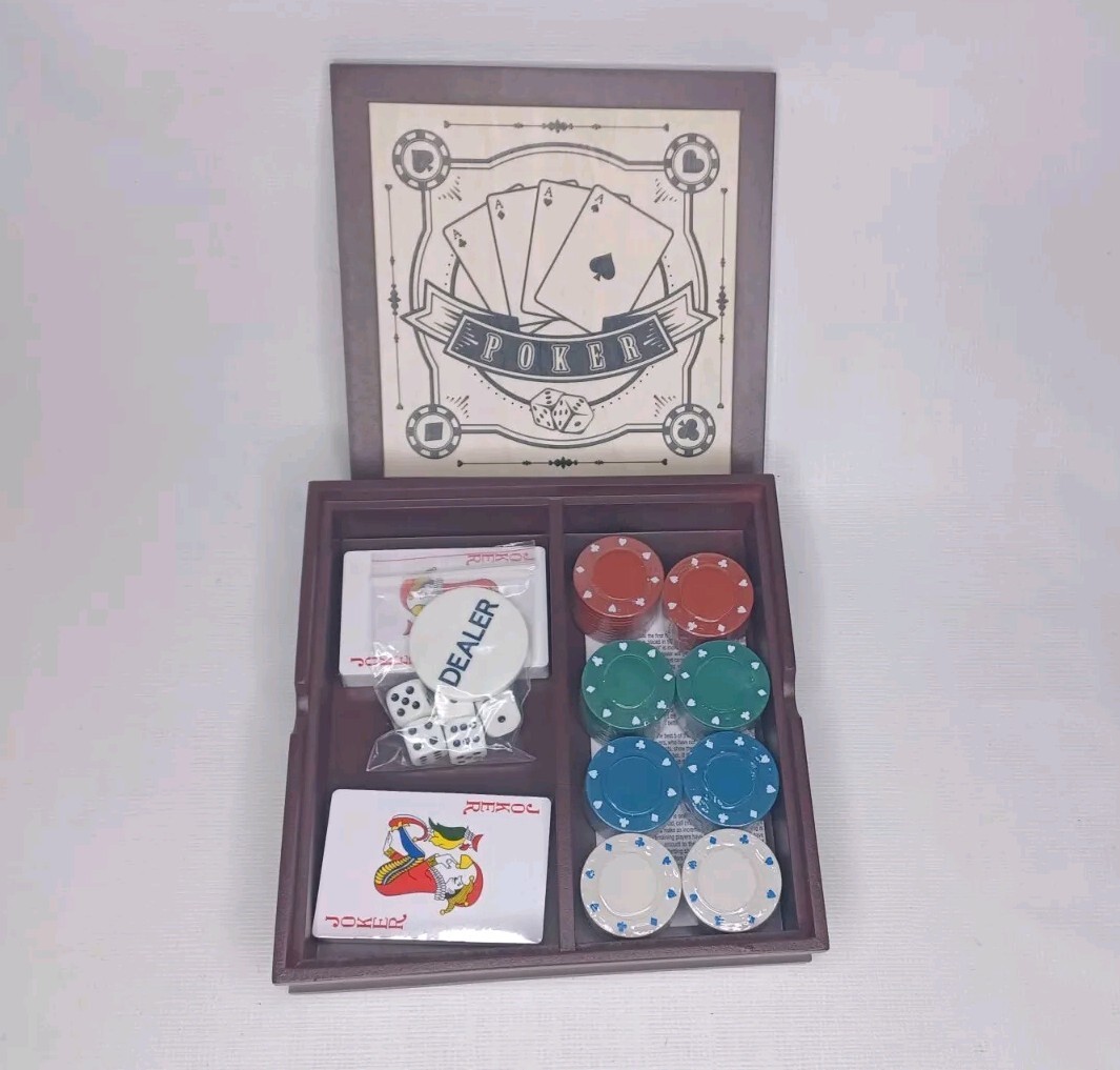Poker Chips Cards Dice Set Game Box New Father’s Day Gift Idea