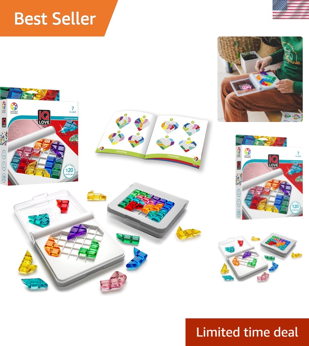 IQ Love Travel Puzzle Game with 120 Challenges for Ages 7 – Adult