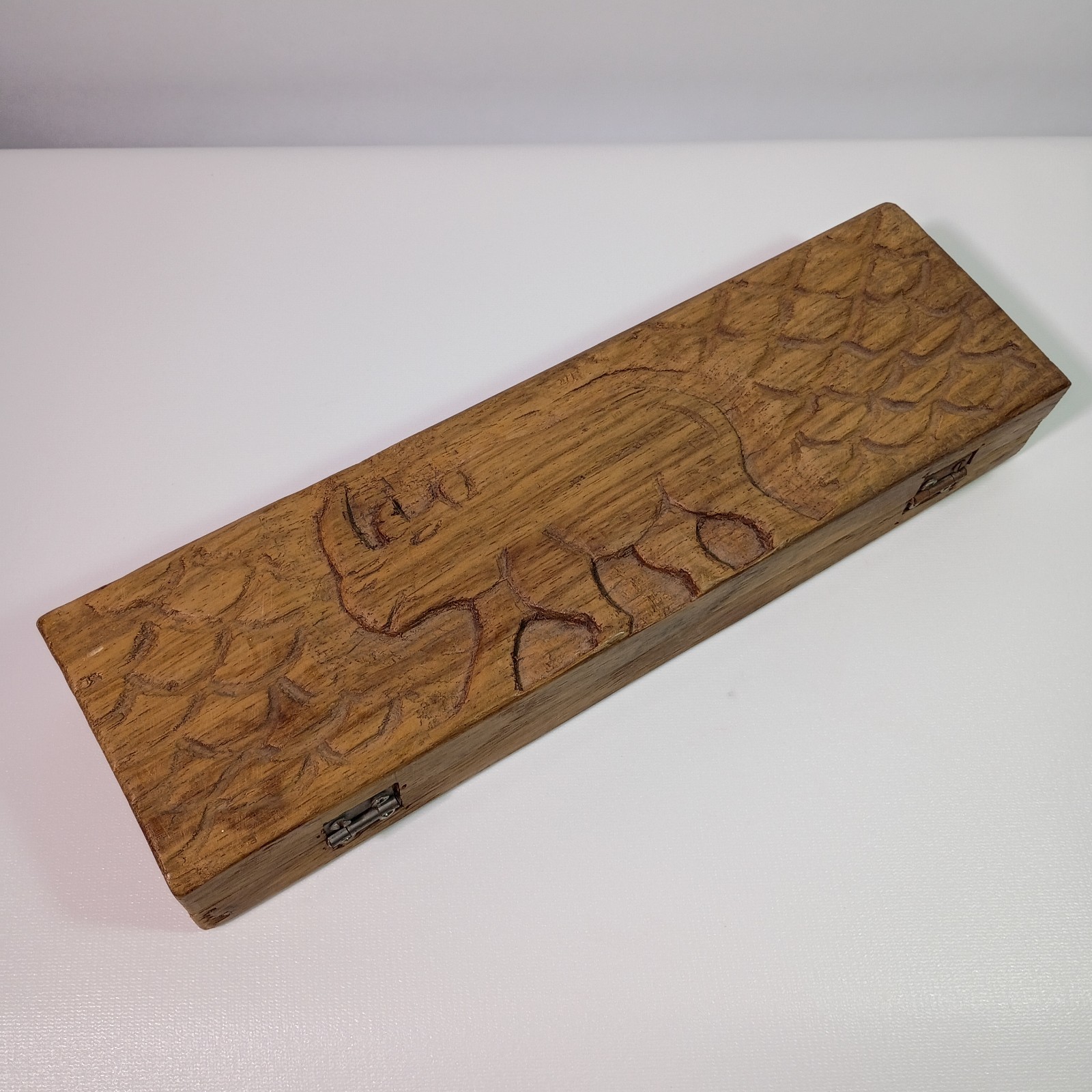 Hand Carved Wooden Mancala Board Game Handcrafted Animal Carving Design Vintage