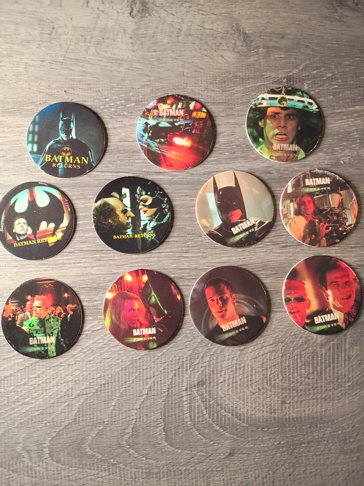 Set of 11 Batman Pogs Milk Caps Vintage DC Comics
