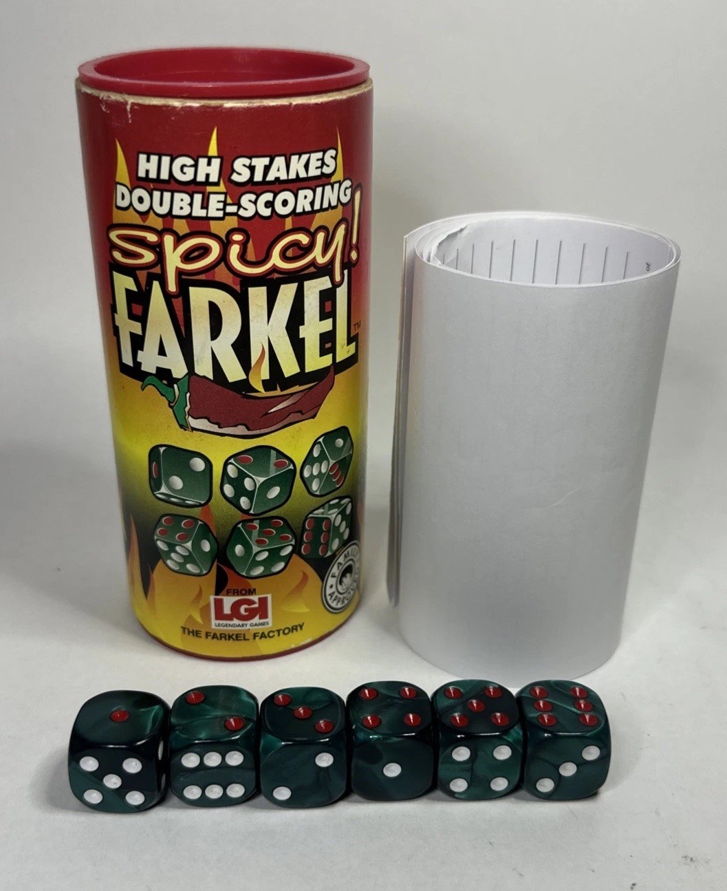 Spicy Farkel Farkle Dice Game High Stakes Double Scores LGI Family W/Score Sheet