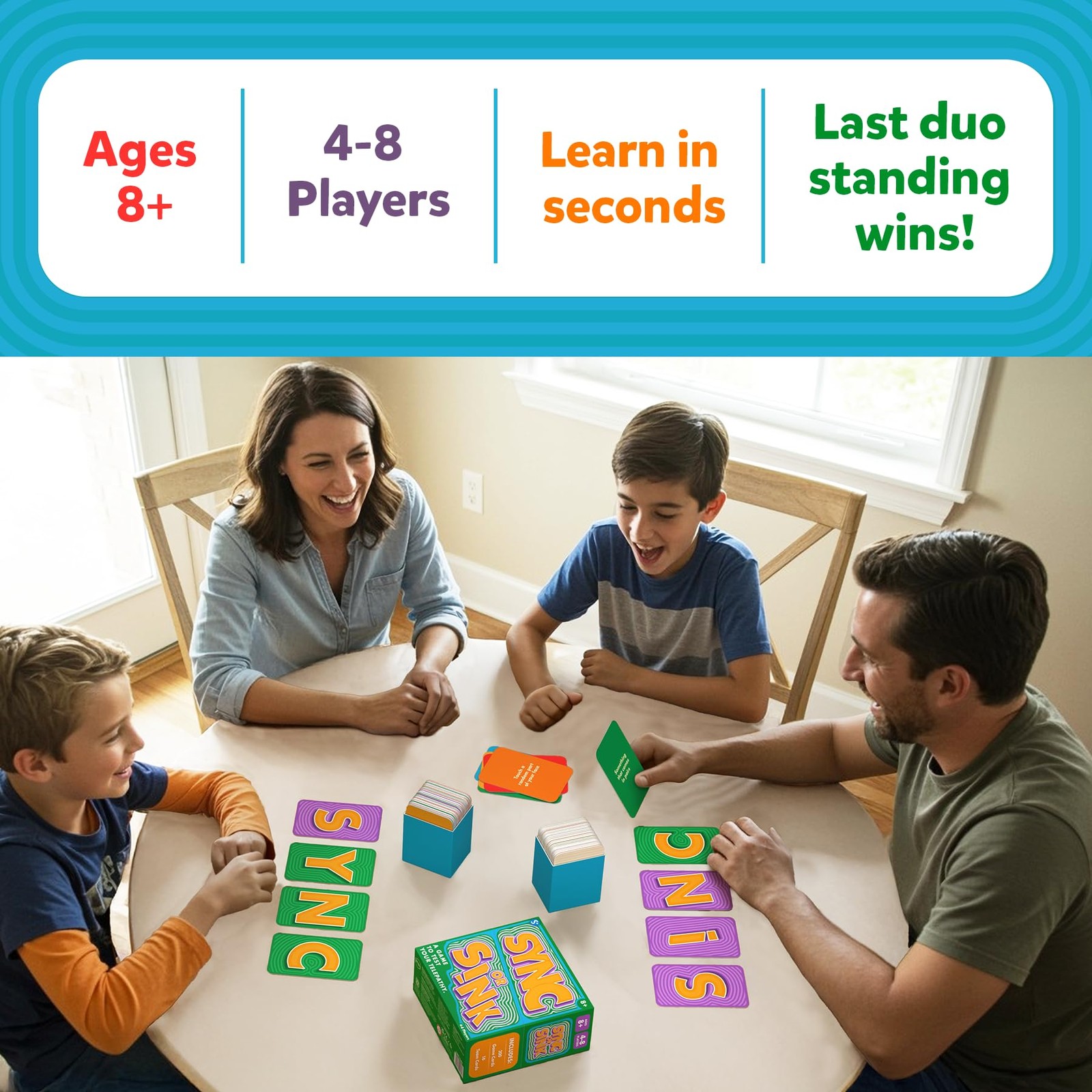 Sync or Sink – Hilarious Family Card Game for Kids, Teens & Adults, Fast-Pace…