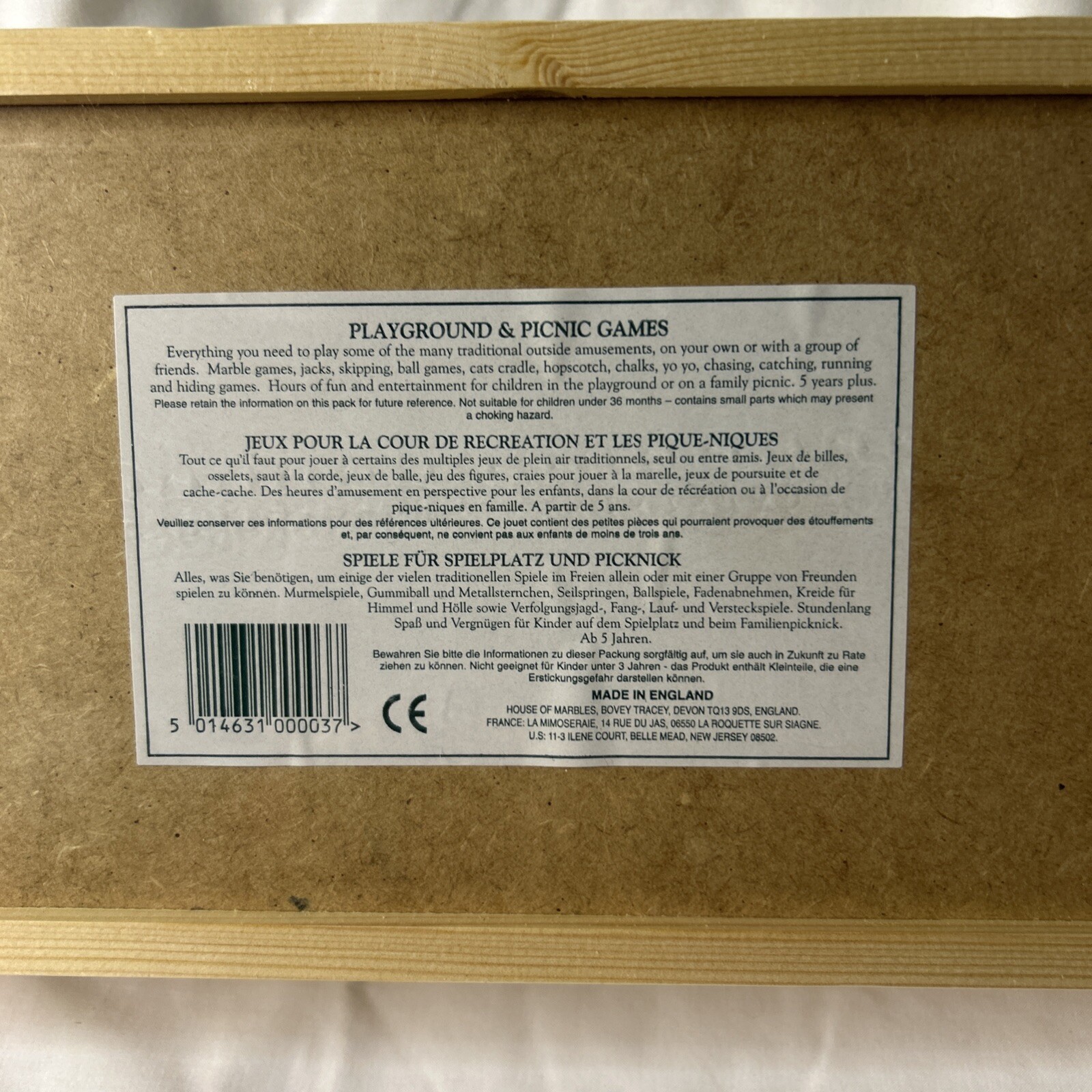 House of Marbles Picnic & Playground Games Compendium NEW In Wooden Box SEALED