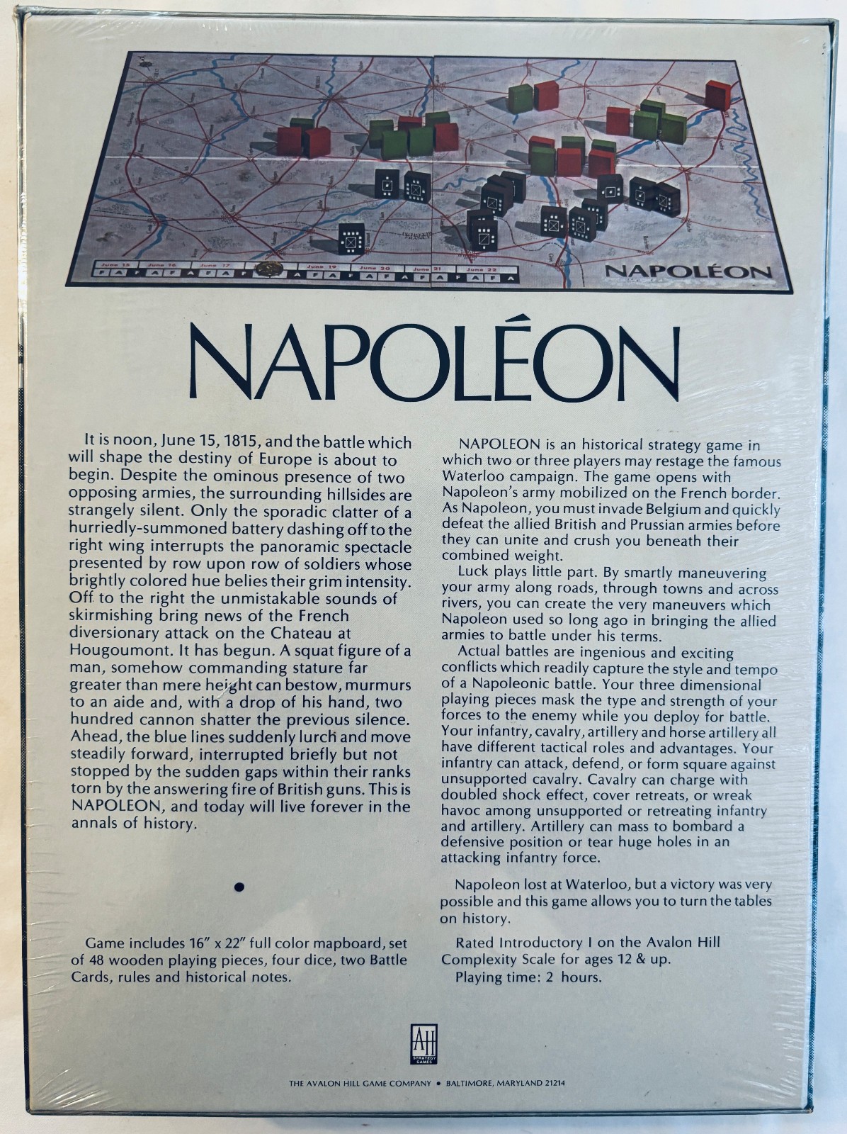 Napoleon The Waterloo Campaign Game Avalon Hill 1977 2nd ed NEW SEALED