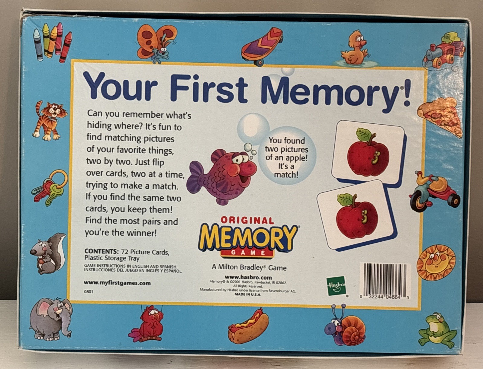 2001 Original Memory Game/ Board Game – Milton Bradley / Hasbro – Complete