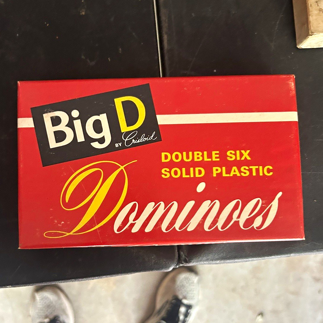 Crisloid Big D Dominoes Double Six Solid Plastic Red Set with Box
