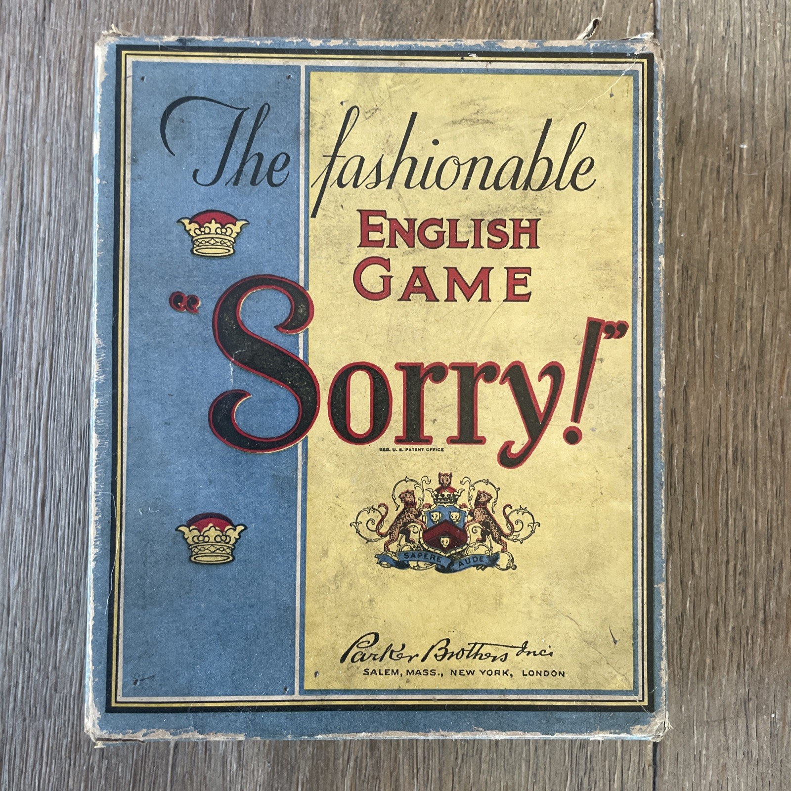 RARE 1930s Fashionable English Game SORRY! Complete Board Game Early Edition