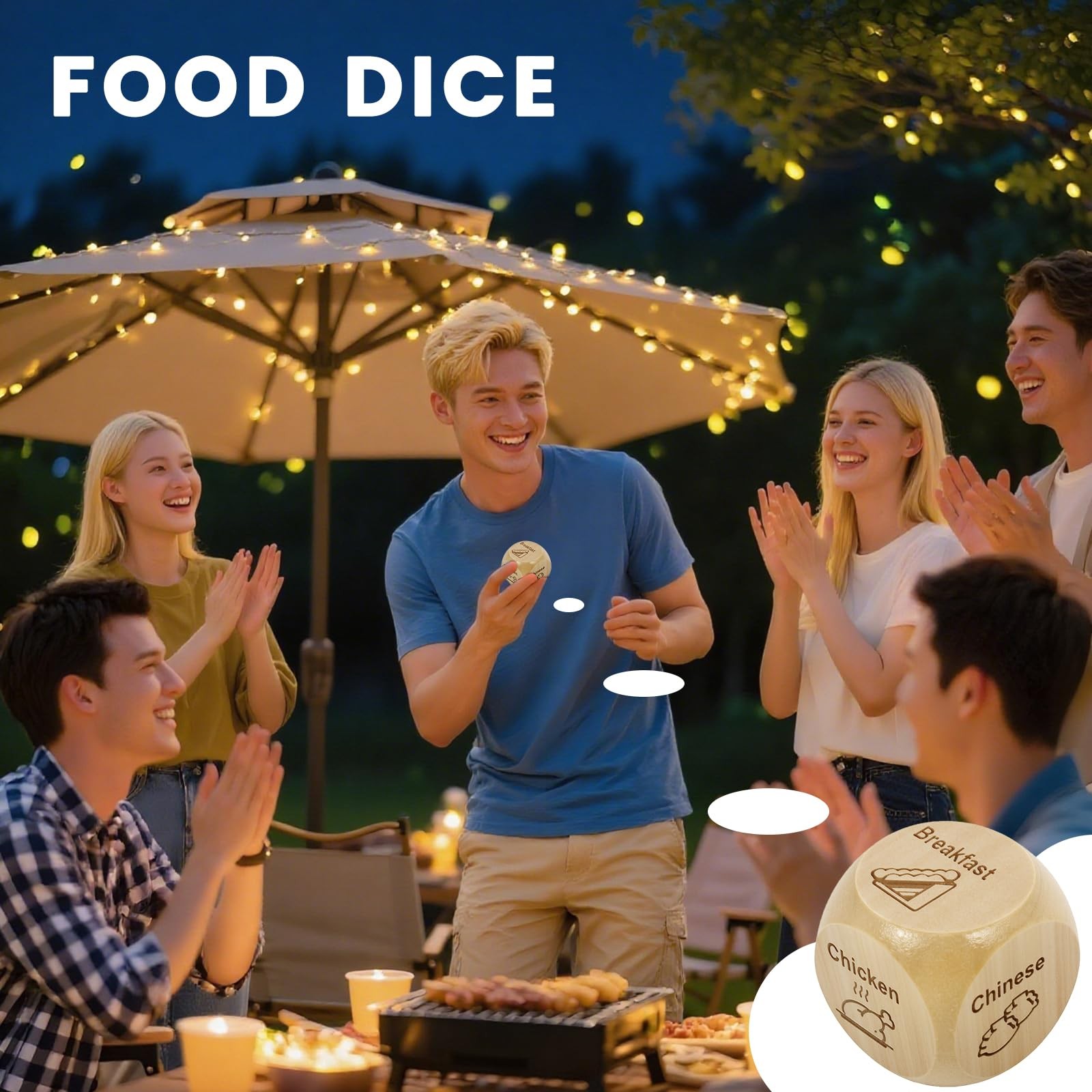 2 Pcs Wood Dice for Food Decision Games Date Night Dice Couples Gift for Him …