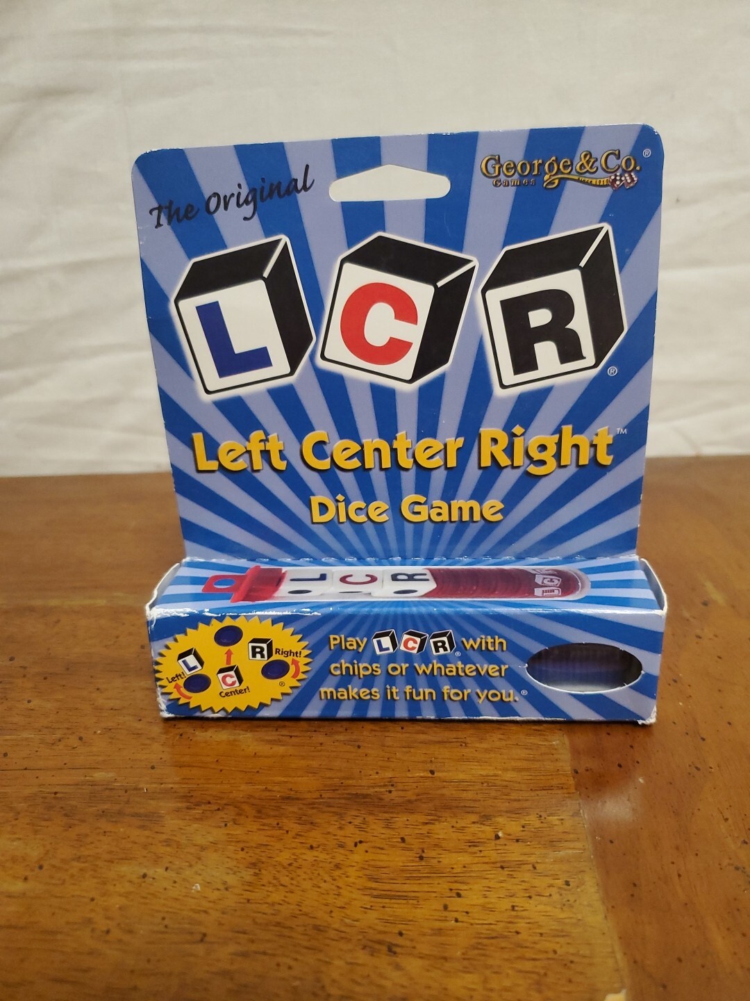LCR Game Original Left, Center Or Right Dice Game George & Company Red Chips NEW