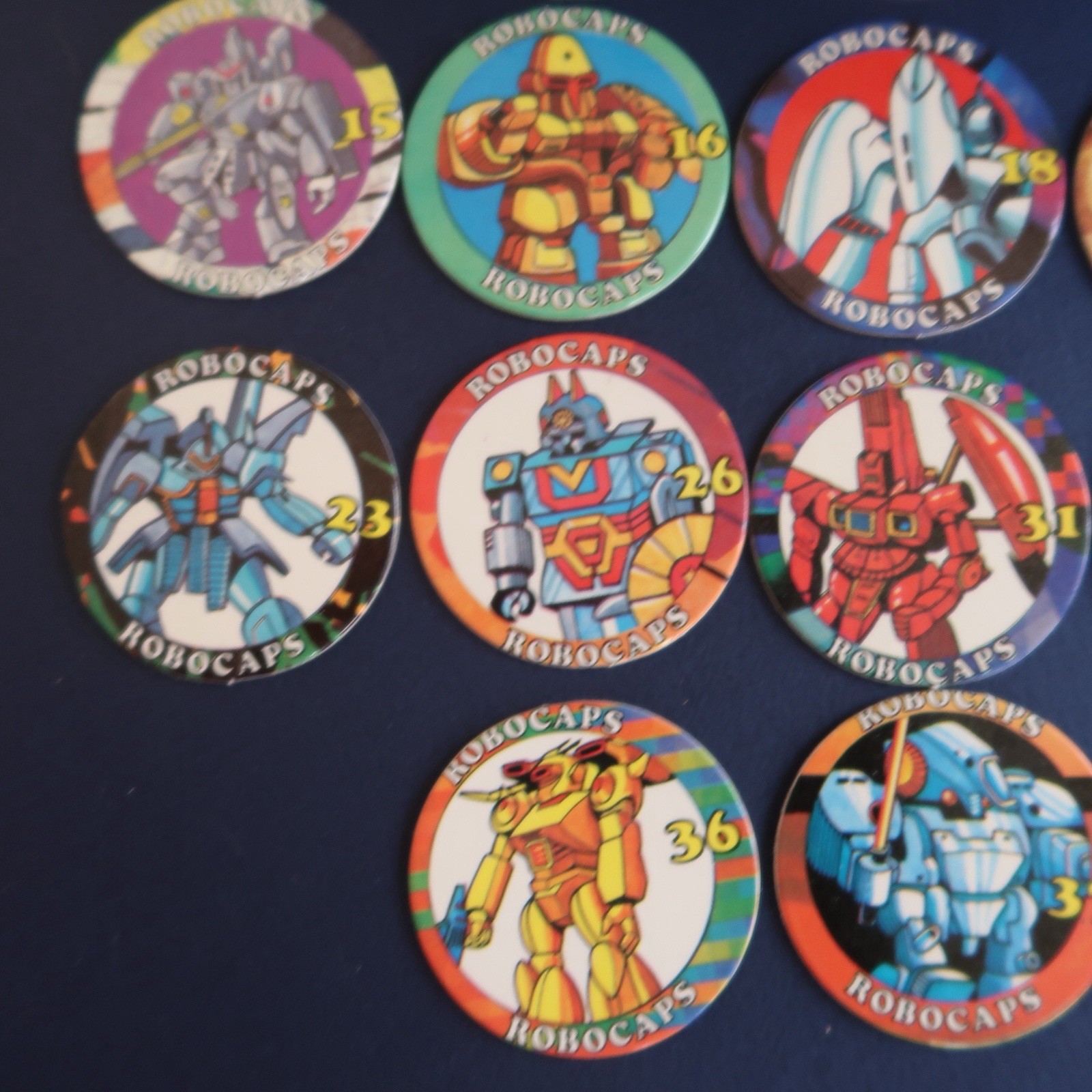 Vtg 90s Robocaps Pogs Milk Caps Lot- Go Bots Transformers Zbots Japan Robots