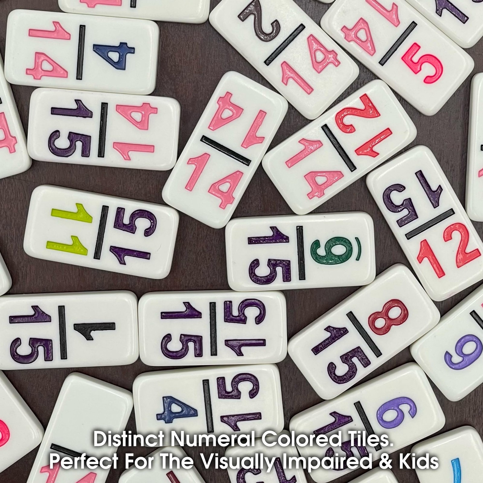 CHH 15 Professional Double Domino with Color Numbers – 136 Pieces Domino Set …