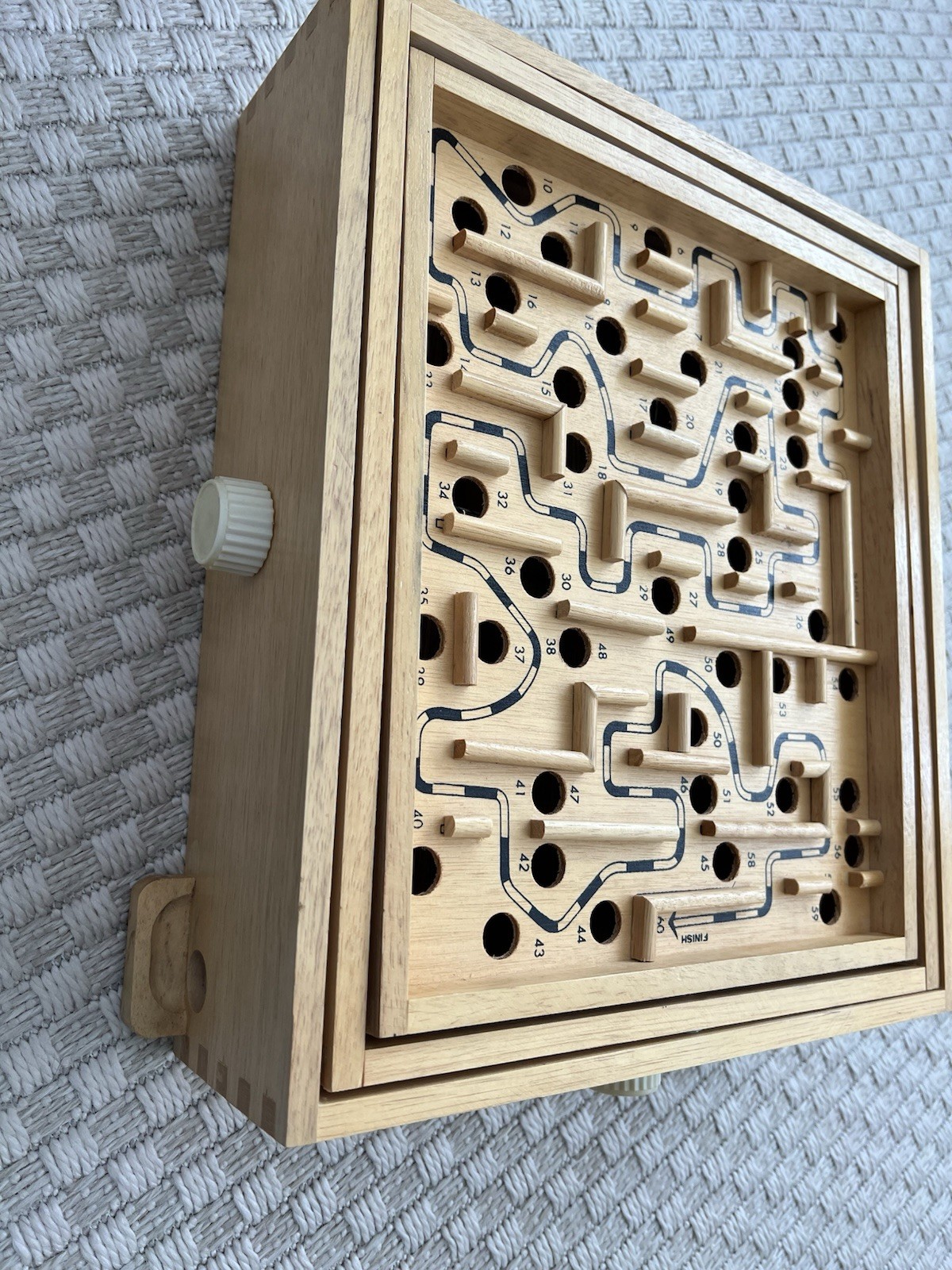 Vintage 1970s Labyrinth Wood Maze Balance Strategy Game w Marbles 9x11x2.5 Works