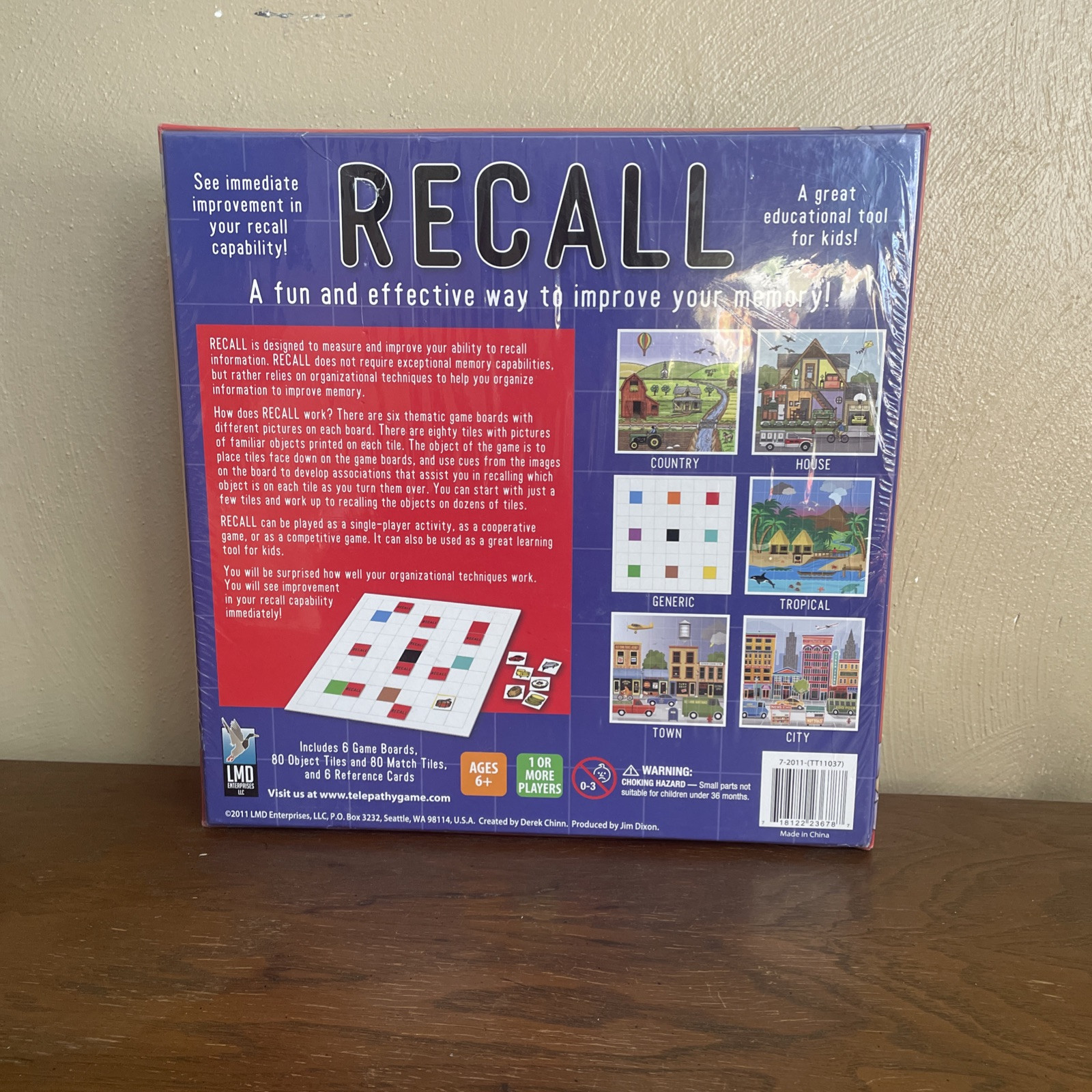 RECALL Board Game Fun Effective Way To Improve Memory Improves Recall 6+ Sealed