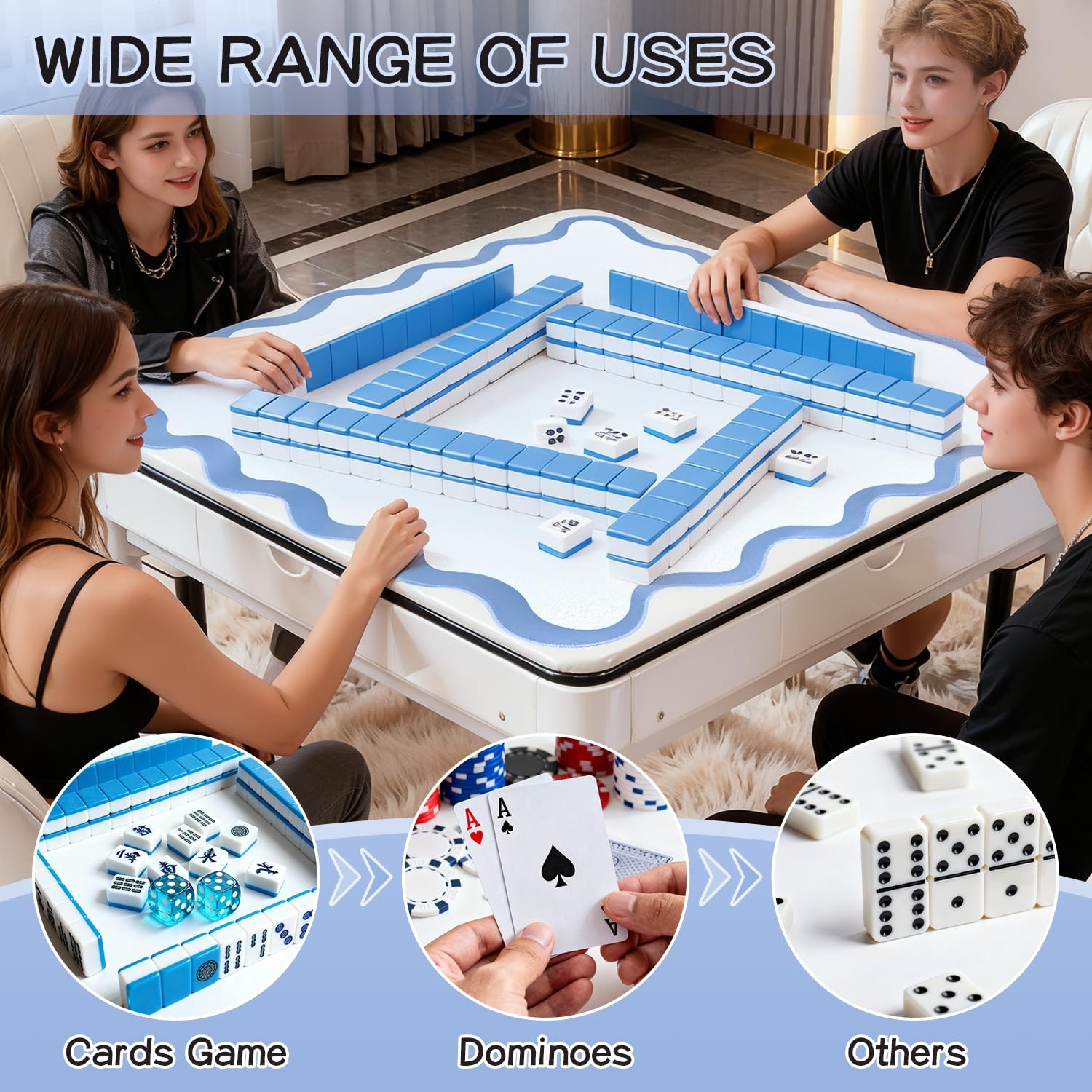 32 Inch Anti Slip Noise Reduction Mahjong Mat Game Table Accessory Mahjong Set