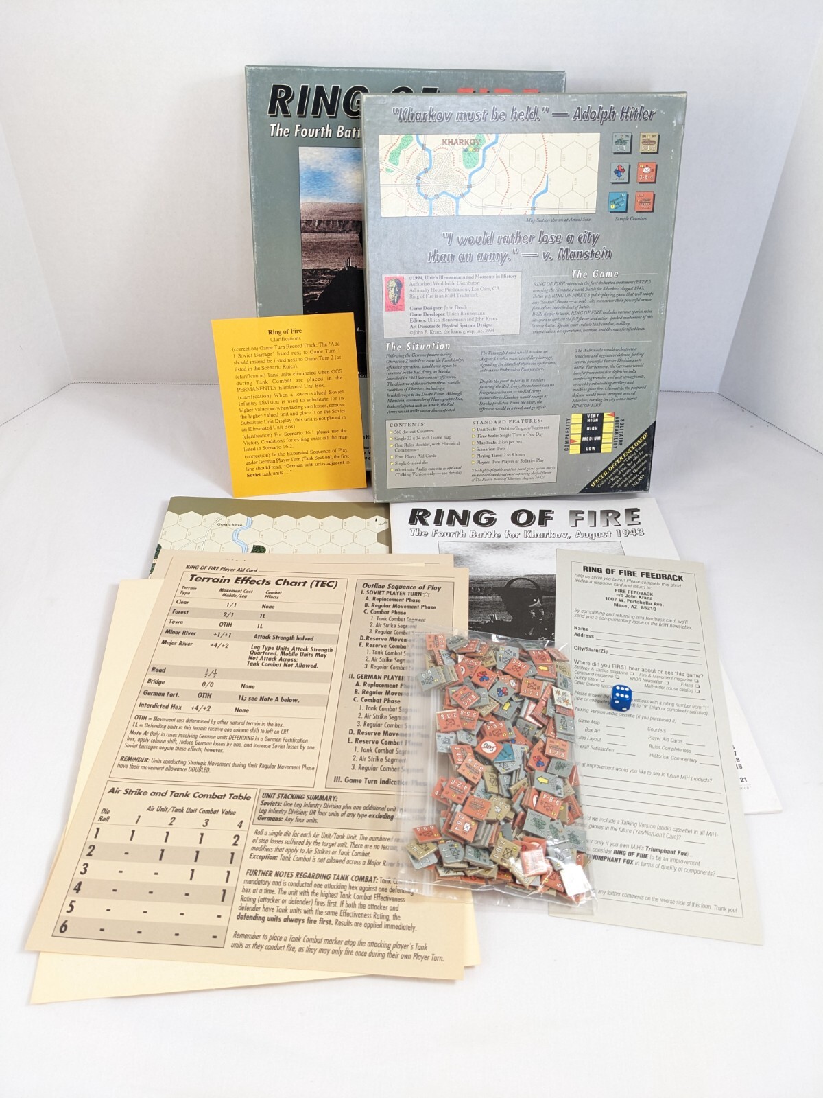 RING OF FIRE Battle Kharkov War Board Game Used Moments In History ROF-01 1994