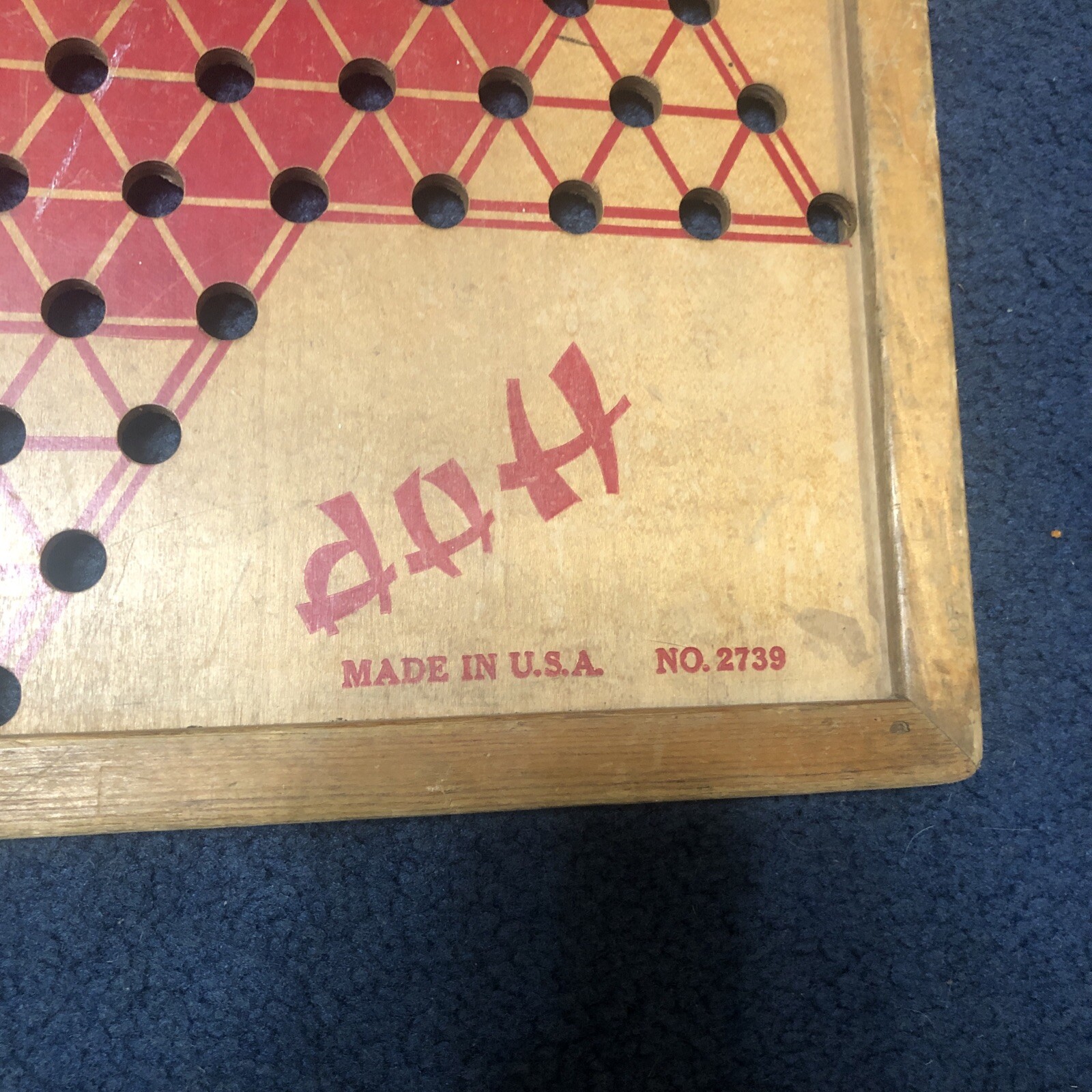 Hop Ching Chinese Checkers Board 16×18 Made in USA 1928 All Wood No. 2739