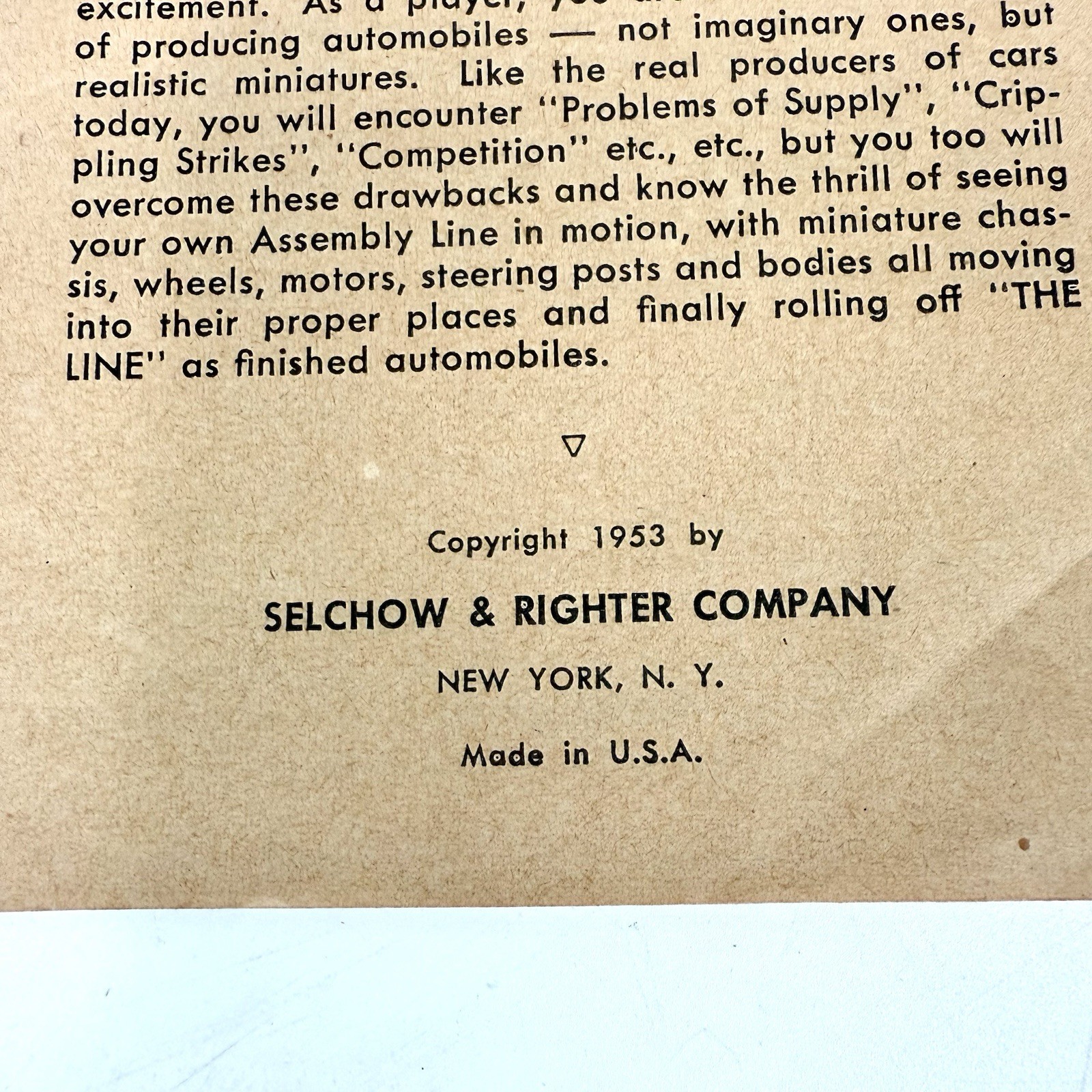 The Game of Assembly Line – Selchow & Righter Co. Board Game No. 61 USA 1953