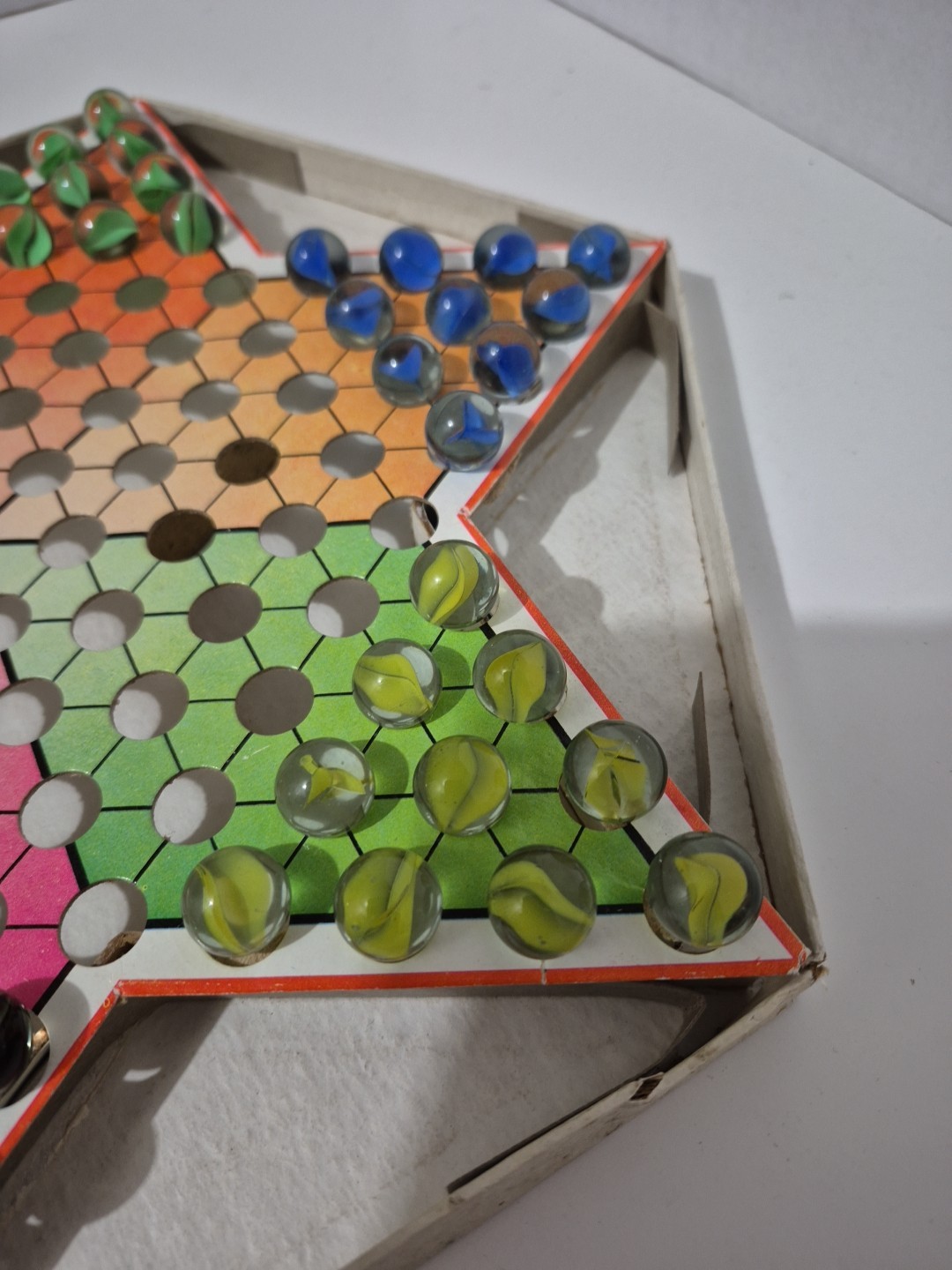 Chinese Checkers PP009 Made in China Schylling Board Game Glass Marbles Complete
