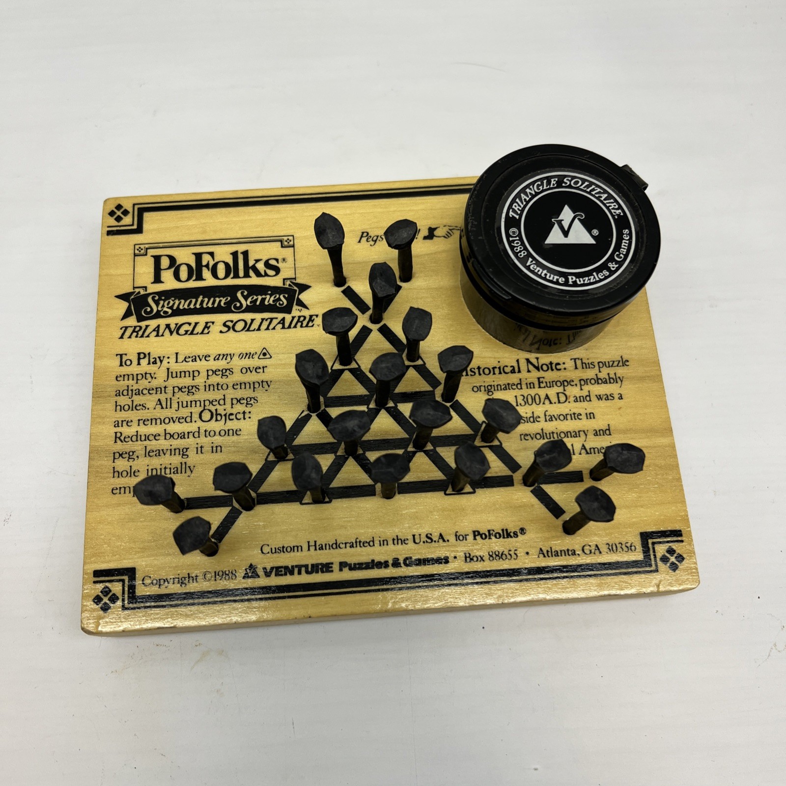 Vintage 1988 The Original Triangle Solitaire Game Venture Fireside Puzzle