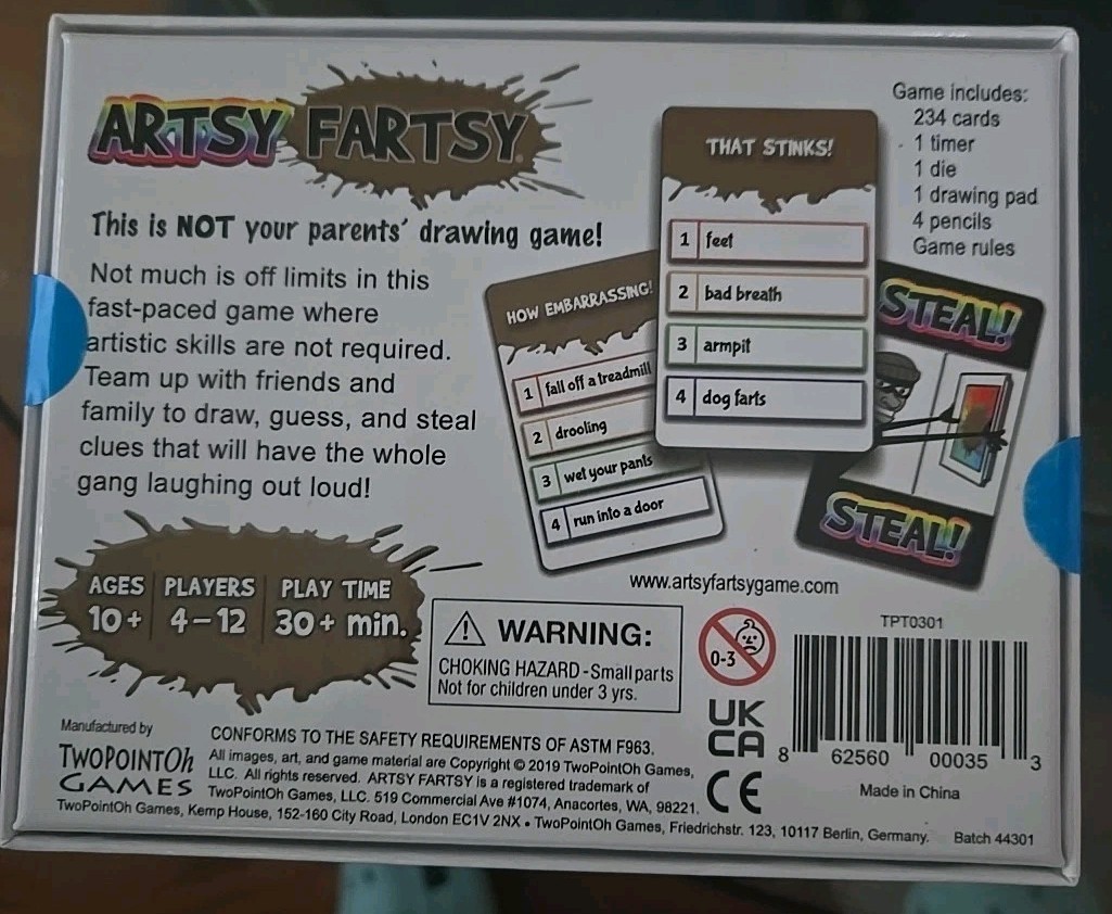 Artsy Fartsy Card and Drawing Game by TwoPointOh! Games Ages 10+
