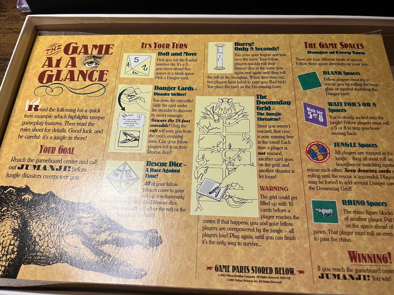 1995 Jumanji Milton Bradley Board Game 100% Complete MB The Original Vintage