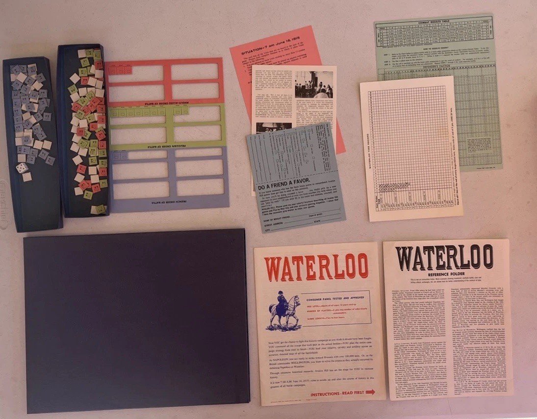 VTG Lot of Avalon Hill Anzio Italy 1969 & Waterloo Napoleonic Campaign Game 1962