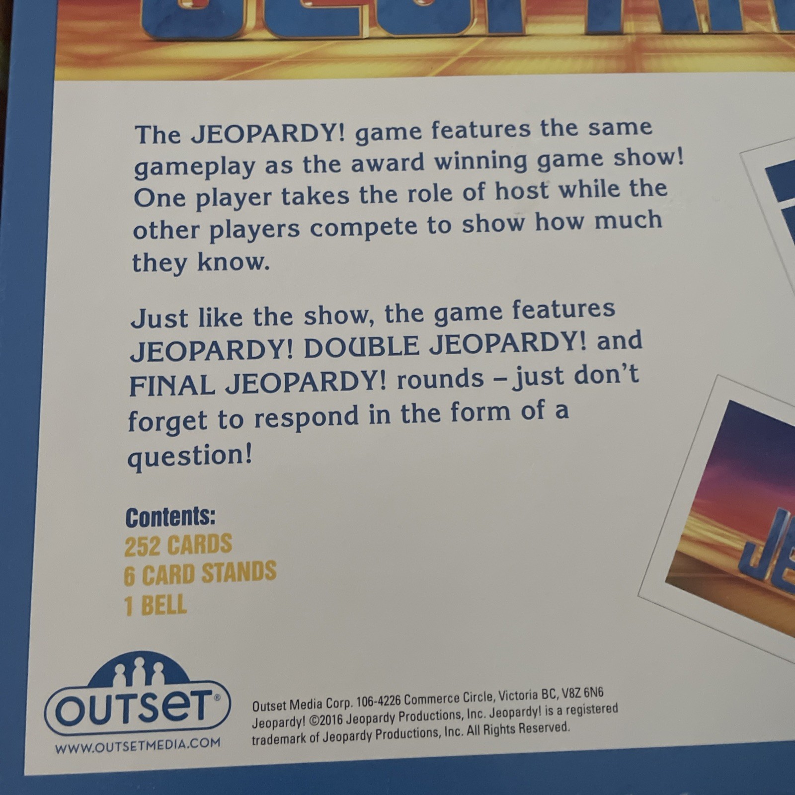 Jeopardy Deluxe Edition TV Quiz Show Board Game By Outset 2016 Family Game Night
