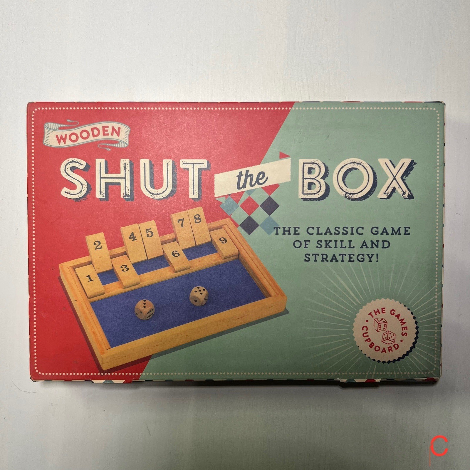 Wooden SHUT The BOX Classic Two-Dice Wood Strategy Game 9⅜ x 6¼ Professor Puzzle