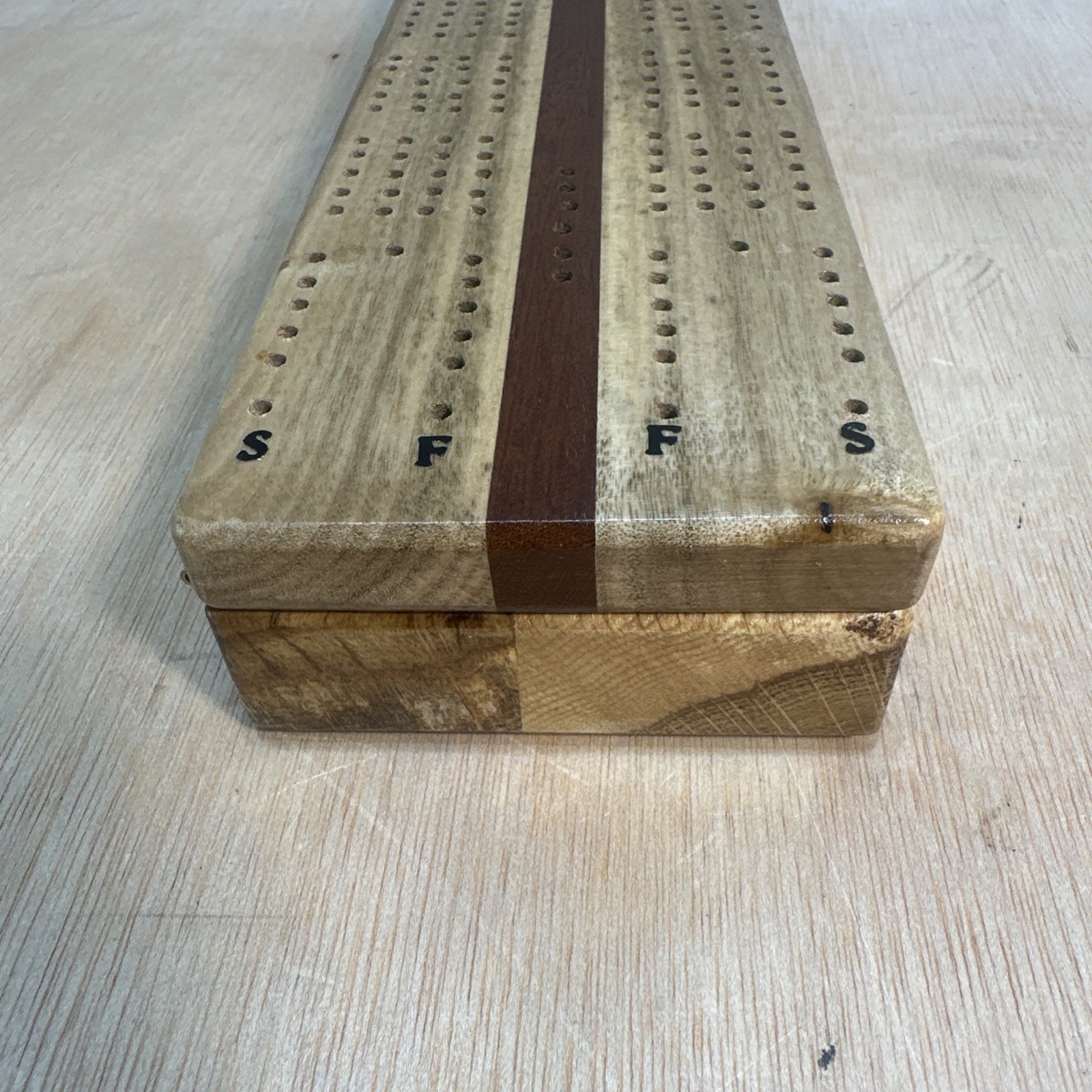 Myrtlewood Handmade Cribbage Board W Storage Made In Oregon No Pegs No Box
