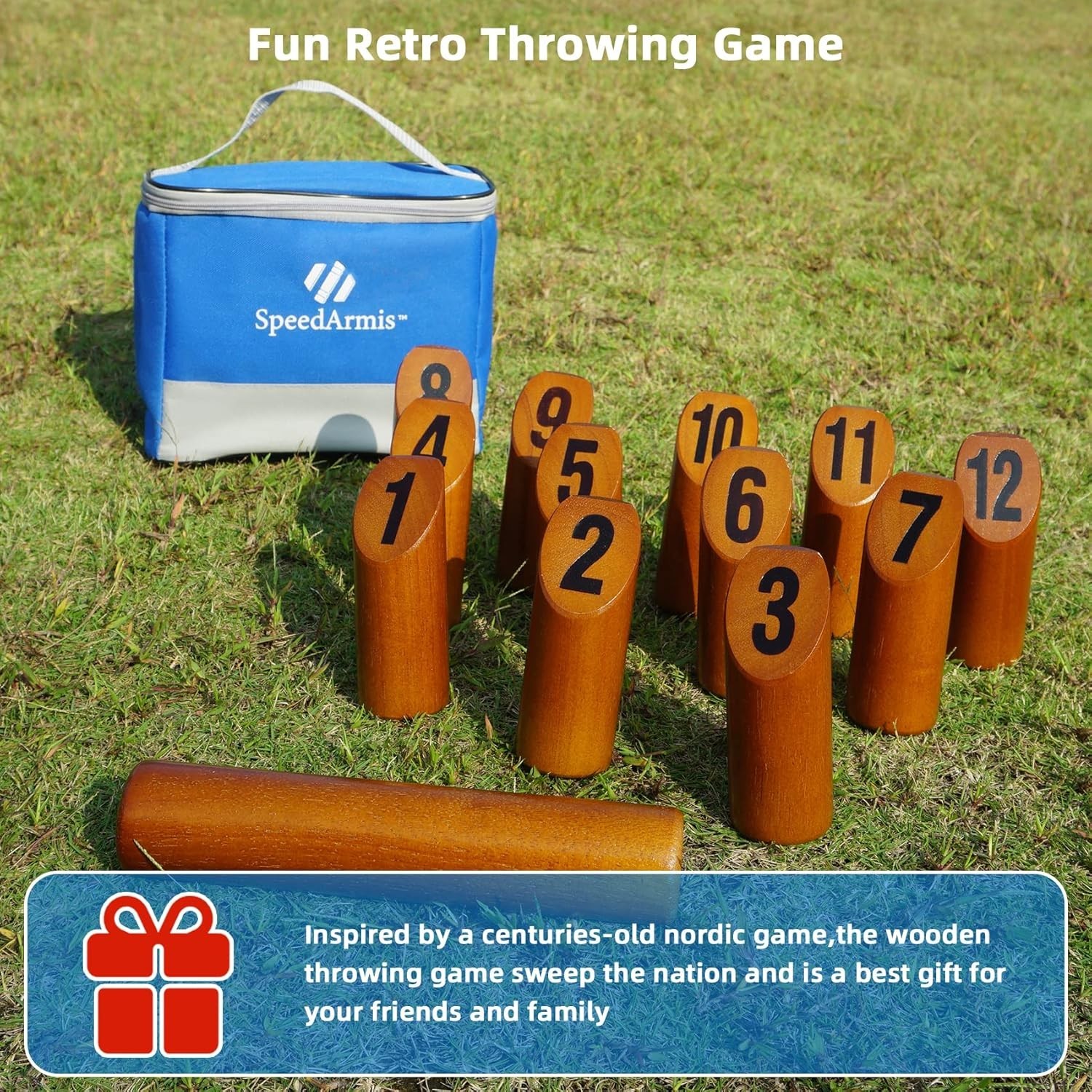 Wooden Tossing Game Set with Scoreboard & Case for Adults Teens Outdoor