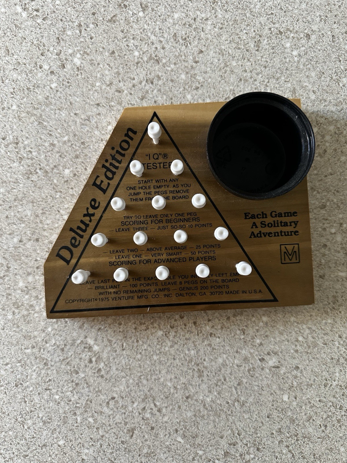 Vintage Triangle Peg Game – Deluxe Edition IQ Tester by Venture MFG Co. 1975 USA