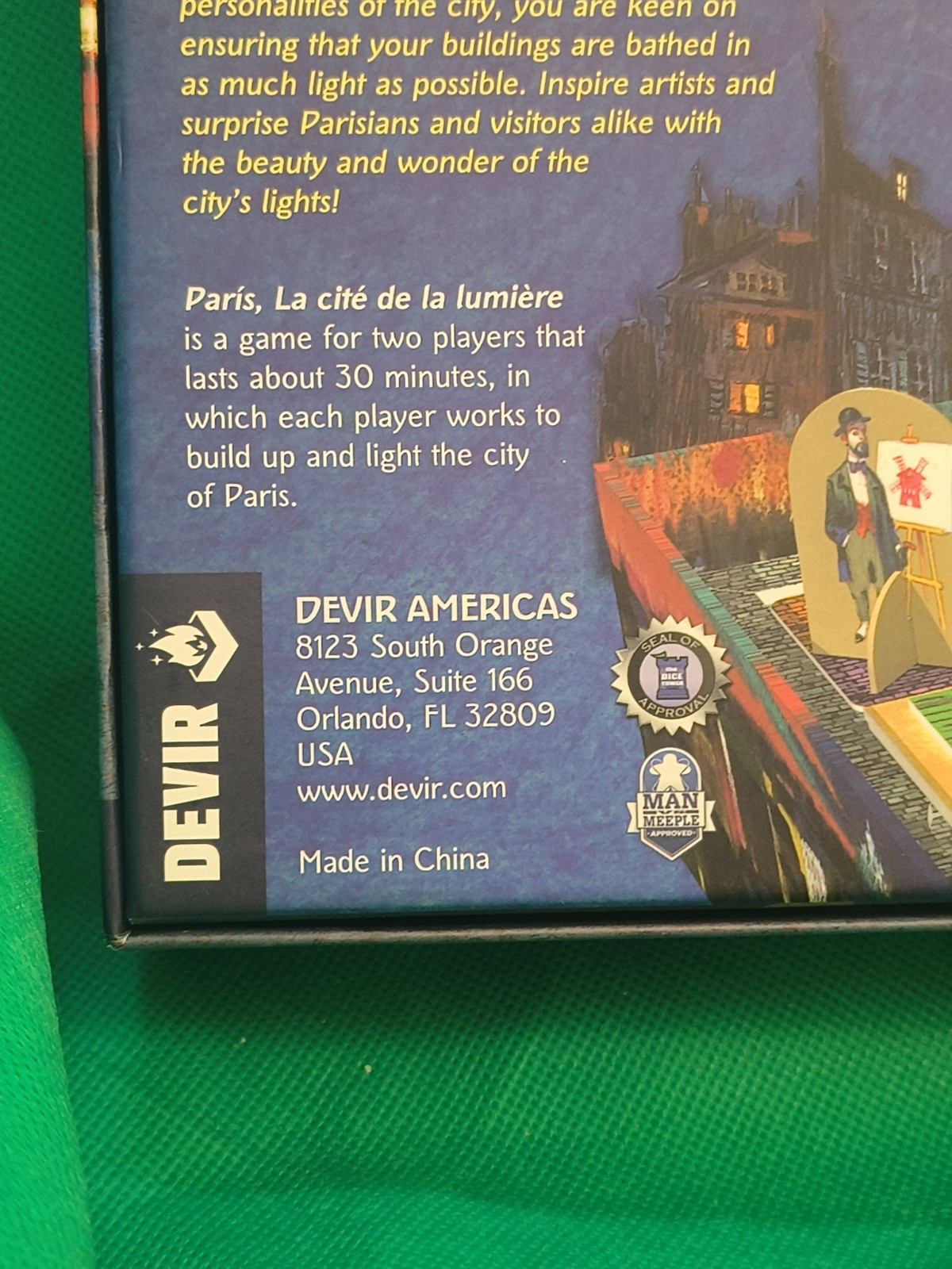 Paris La Cite de la Lumiere Game by Devir Americas 2 Player City of Lights