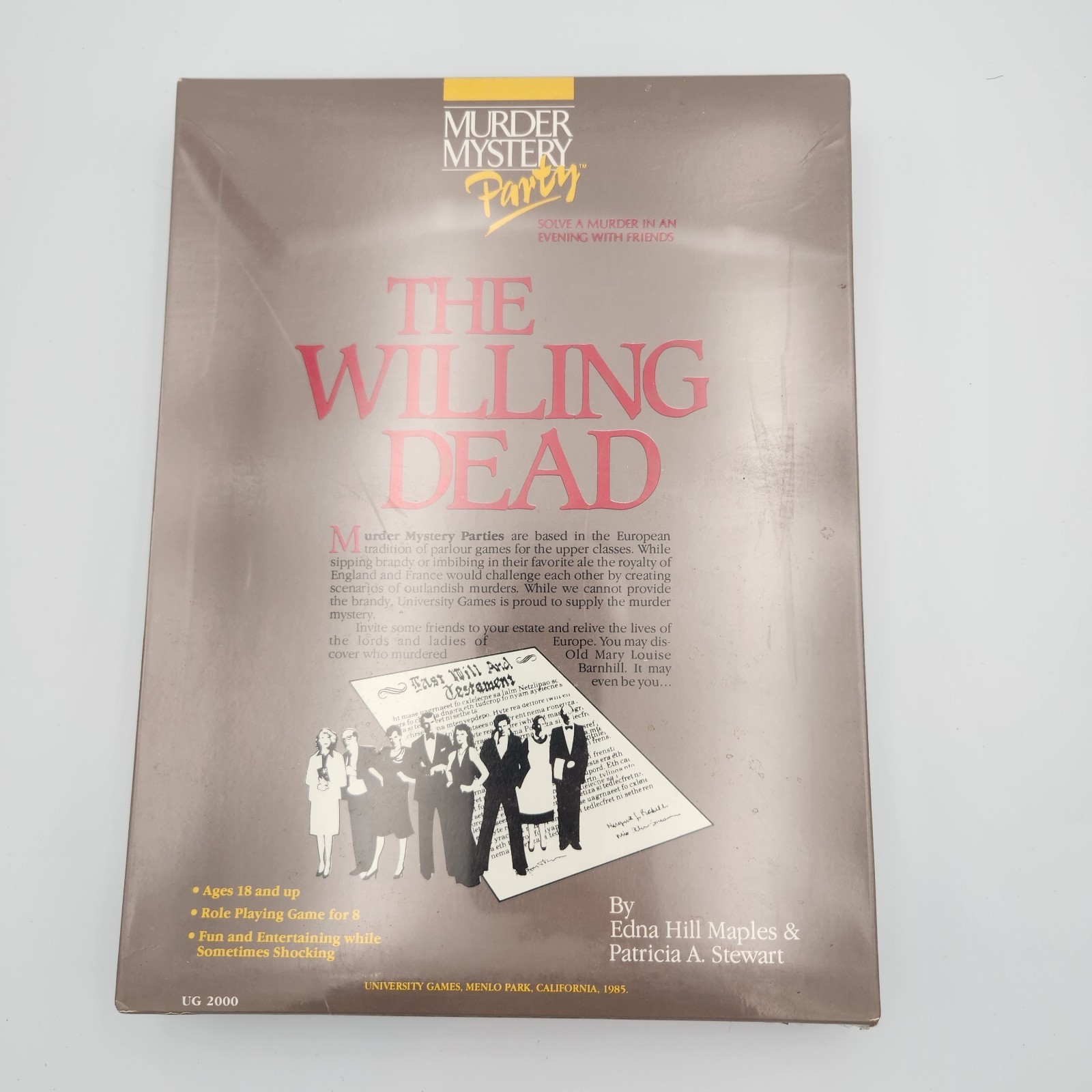 University Games The Willing Dead Murder Mystery Role Playing Game UG 2000 1985
