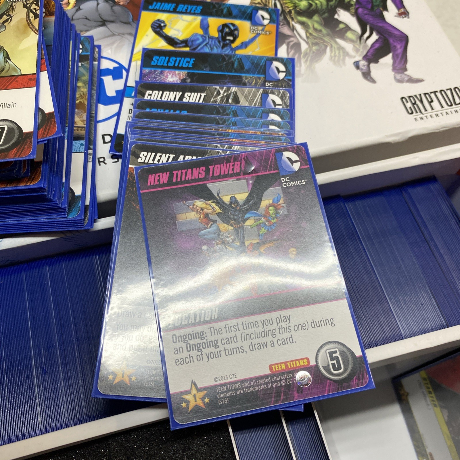 dc deck building game Card Lot With Box Loaded