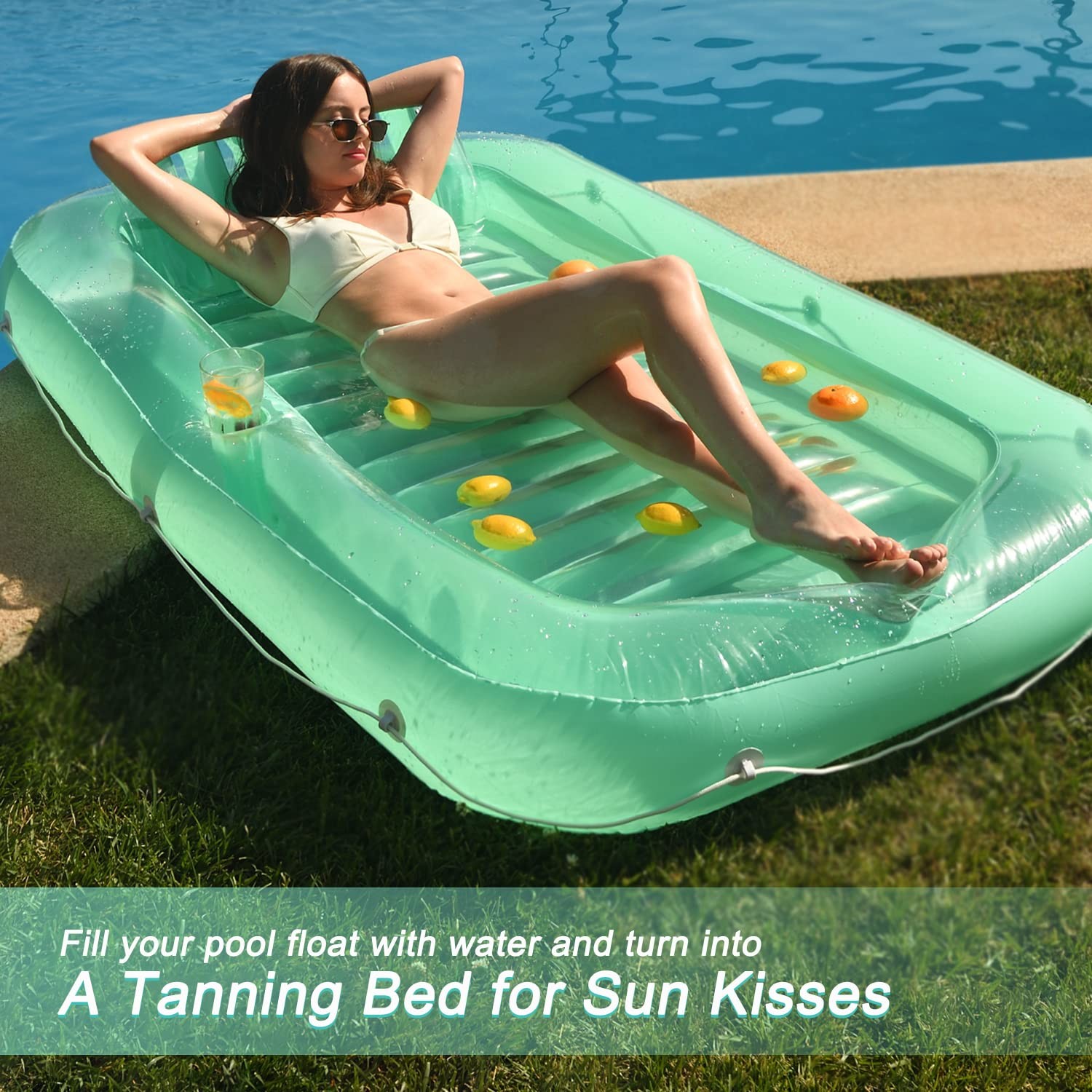 Pool Float Tanning Bed Lounger Inflatable Sunbathing Joy Adult Floats Blow