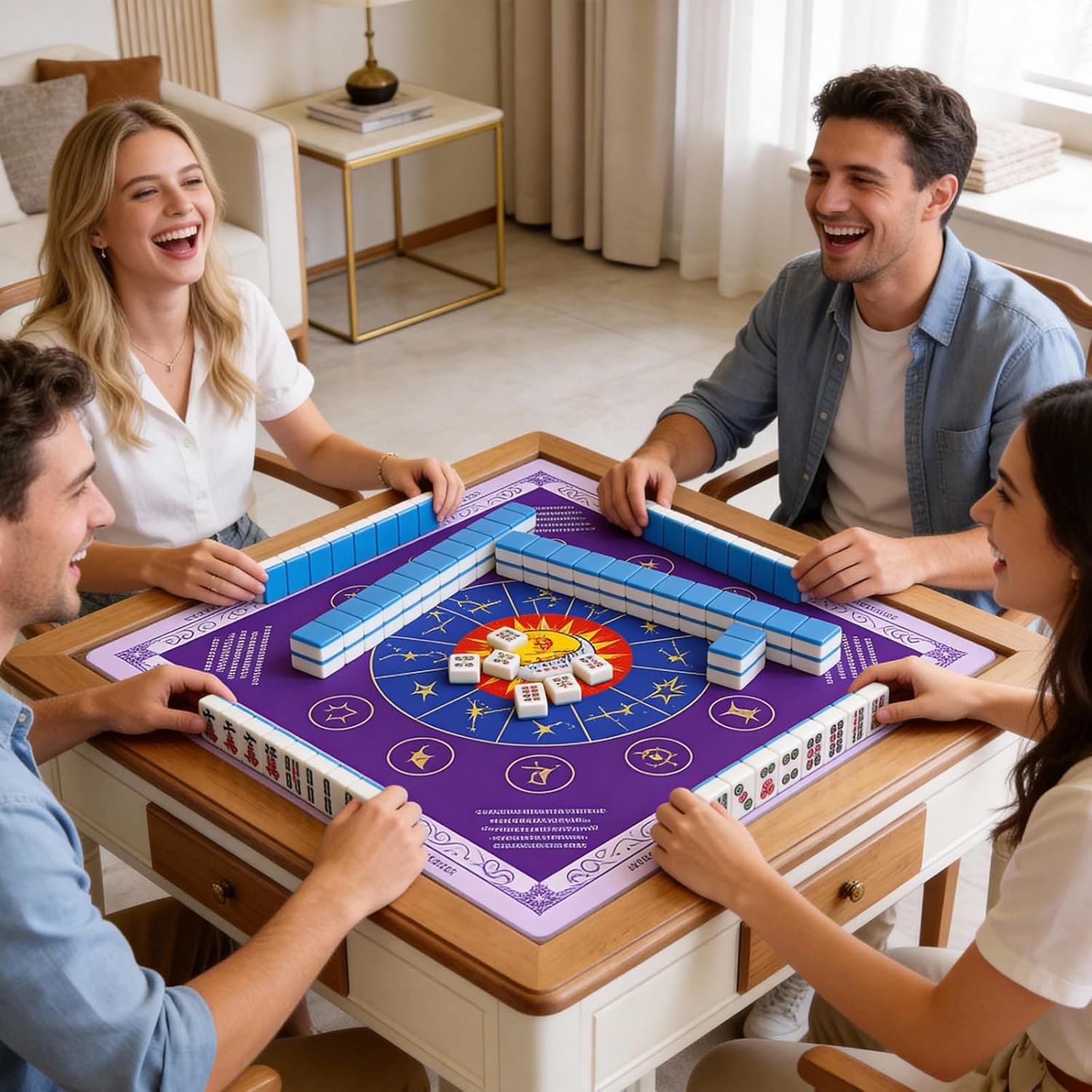 Purple 31.5″ x 31.5″ Non Slip Noise Reducing Waterproof Mahjong Game Mat
