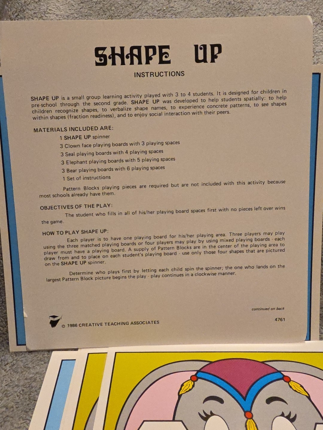 Vintage Shape Up Creative Teaching Associates 1986 Kids Learn