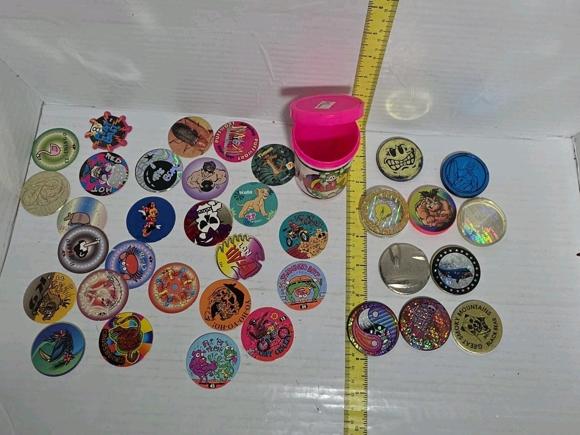 Lot Pogs Slammers! 1990s Retro Nostalgia! Mixed Branded & Unbranded Metal