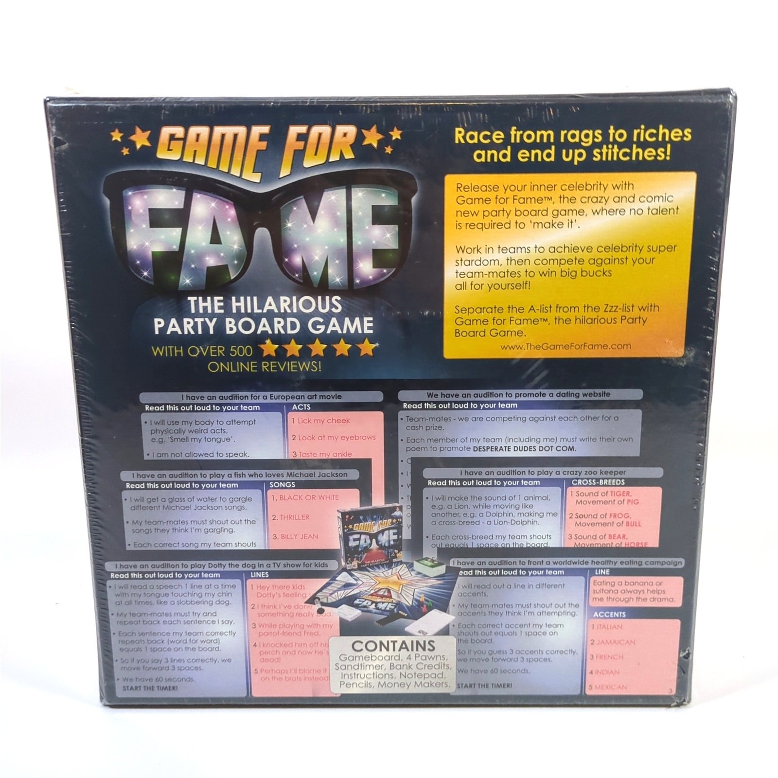 Game For Fame The Hilarious Party Board Game Brand New Sealed 10+ 4-16 Players